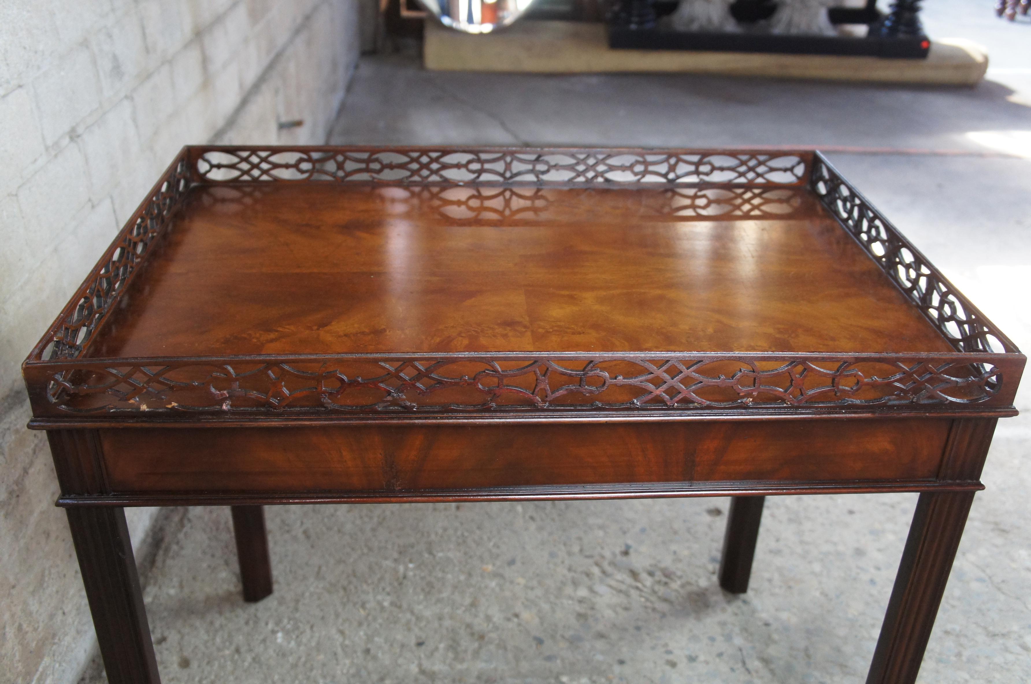 Baker Collectors Edition Chippendale Style Mahogany Tea Tray Table Parlor Accent 7