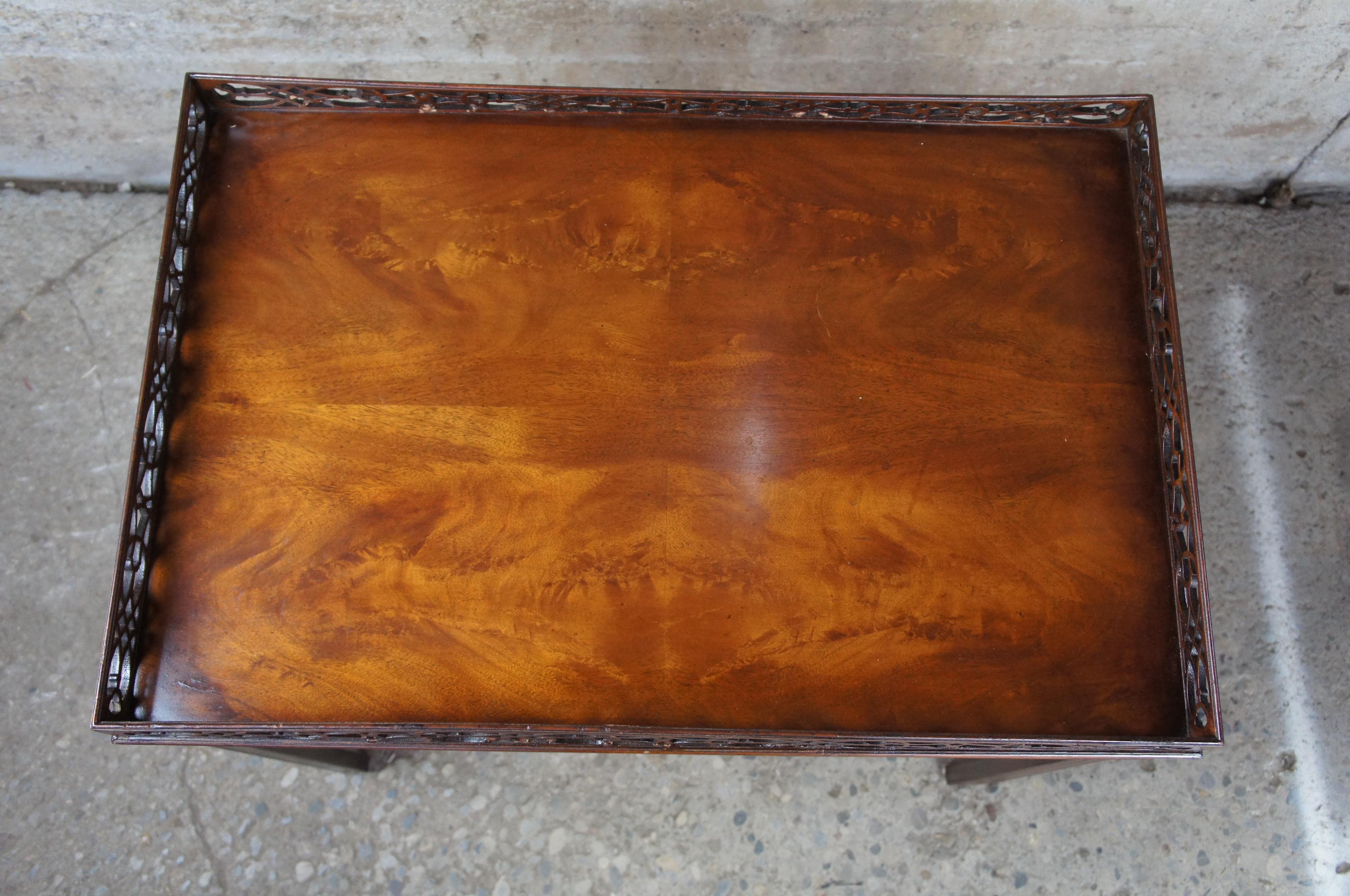 20th Century Baker Collectors Edition Chippendale Style Mahogany Tea Tray Table Parlor Accent