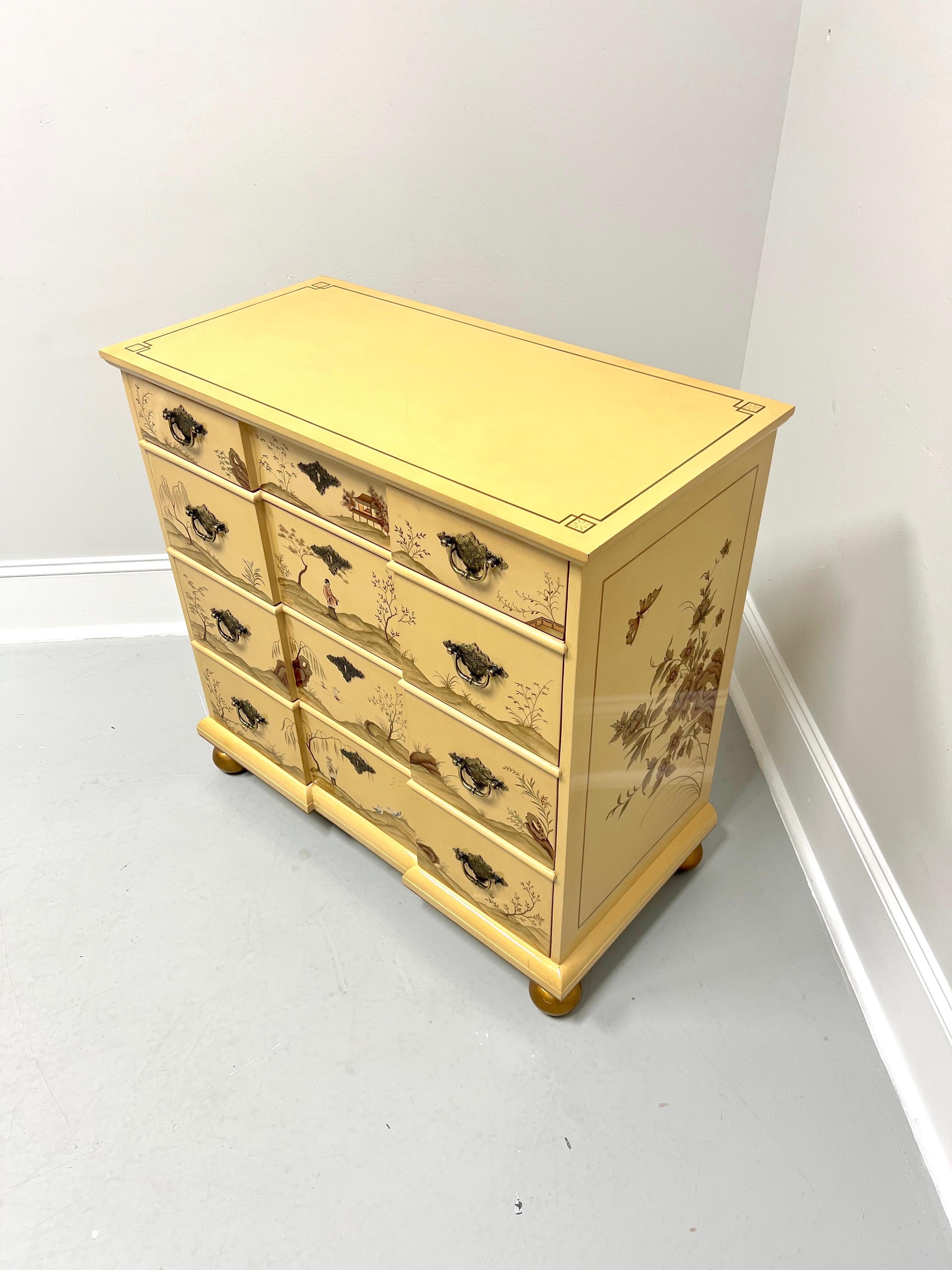 American BAKER Collectors Edition Hand Painted Lacquered Asian Chinoiserie Bachelor Chest