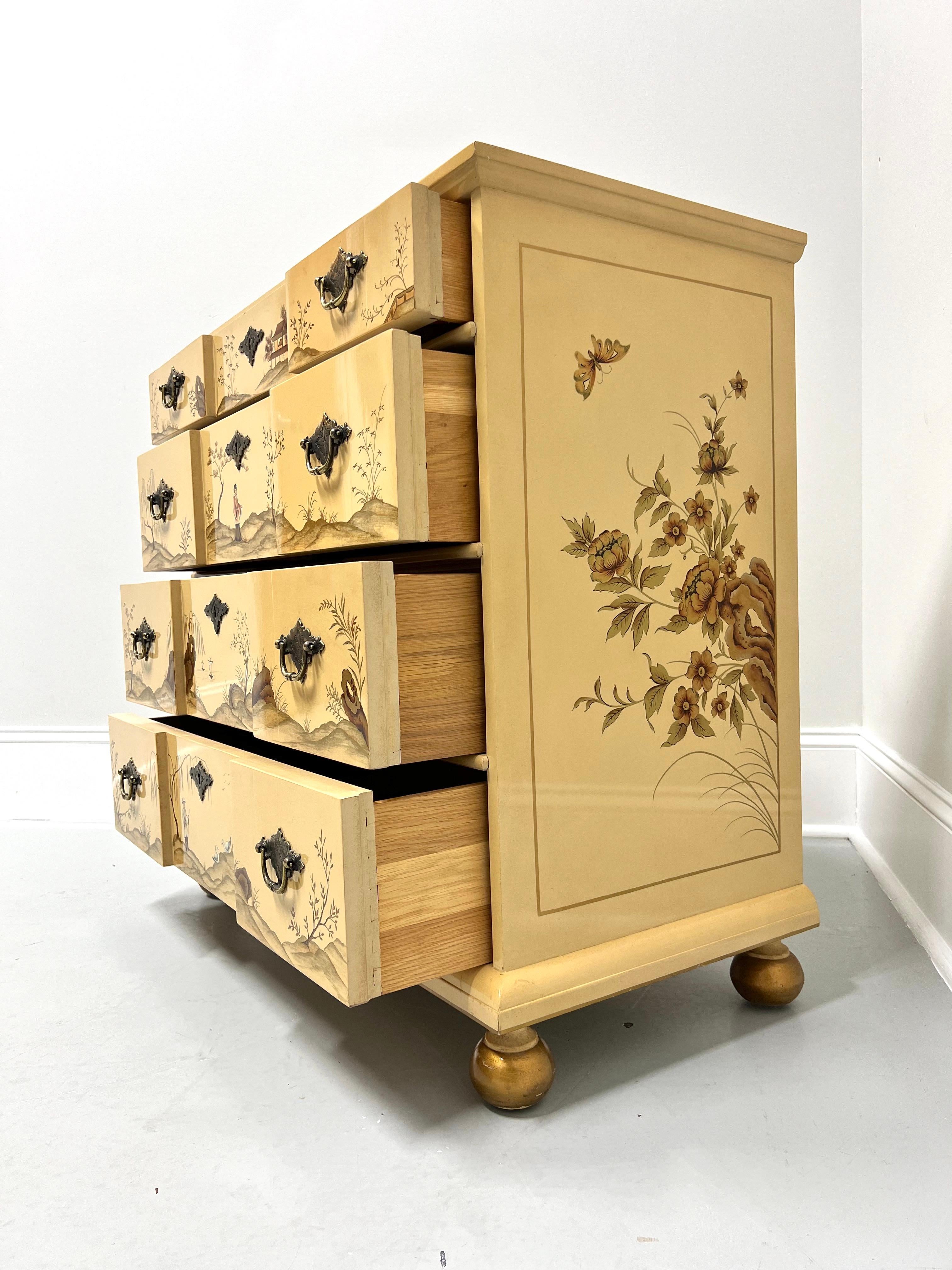 Brass BAKER Collectors Edition Hand Painted Lacquered Asian Chinoiserie Bachelor Chest