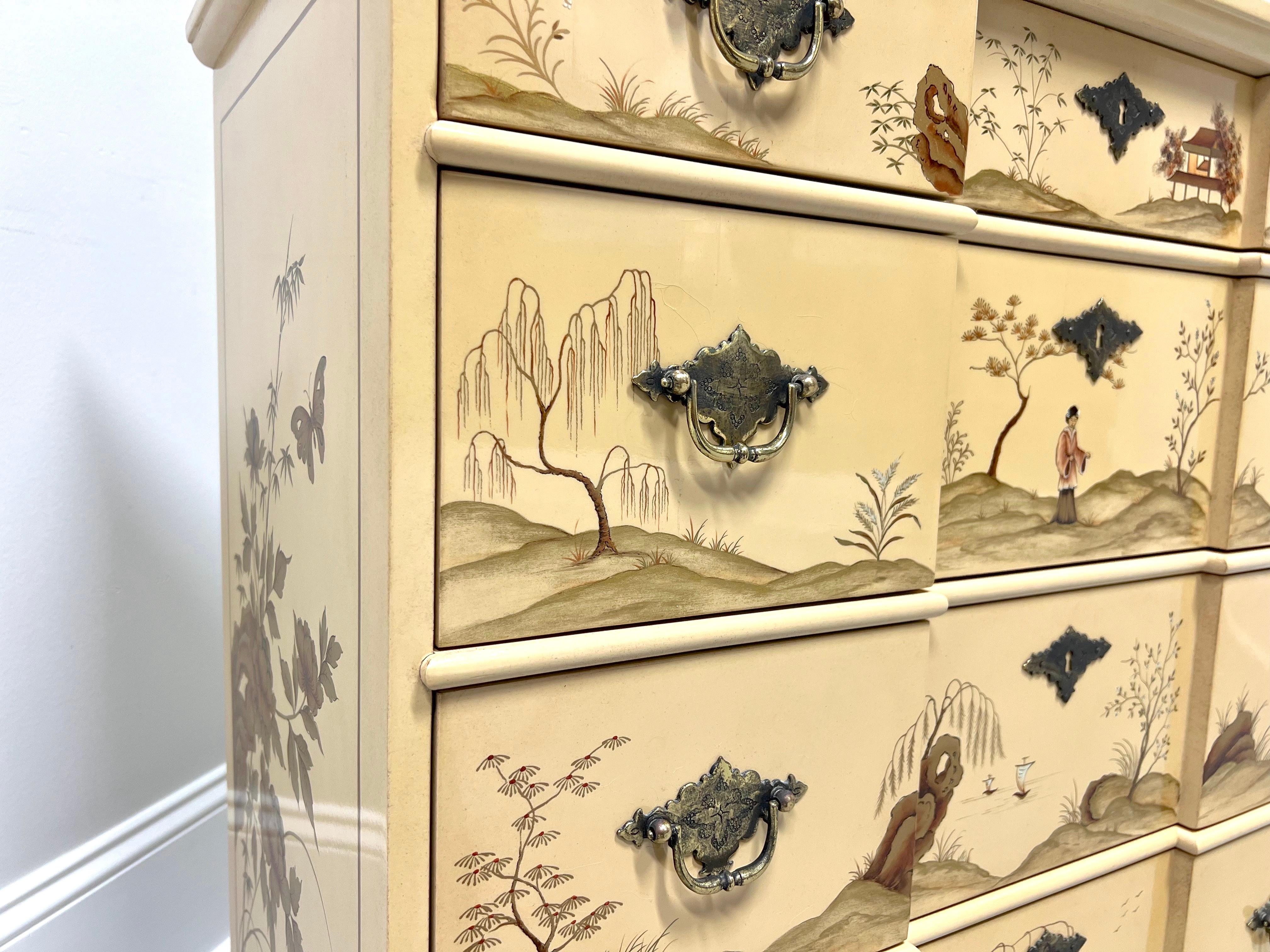 BAKER Collectors Edition Hand Painted Lacquered Asian Chinoiserie Bachelor Chest 2