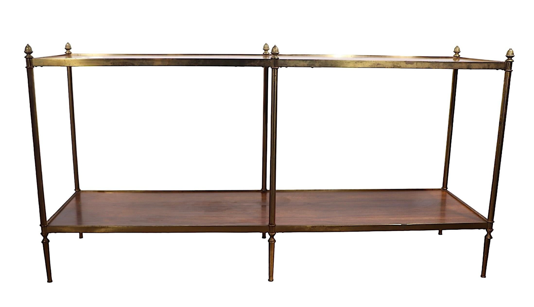 Baker Collectors Edition Rosewood and Brass Two Tier  Console Table In Good Condition In New York, NY