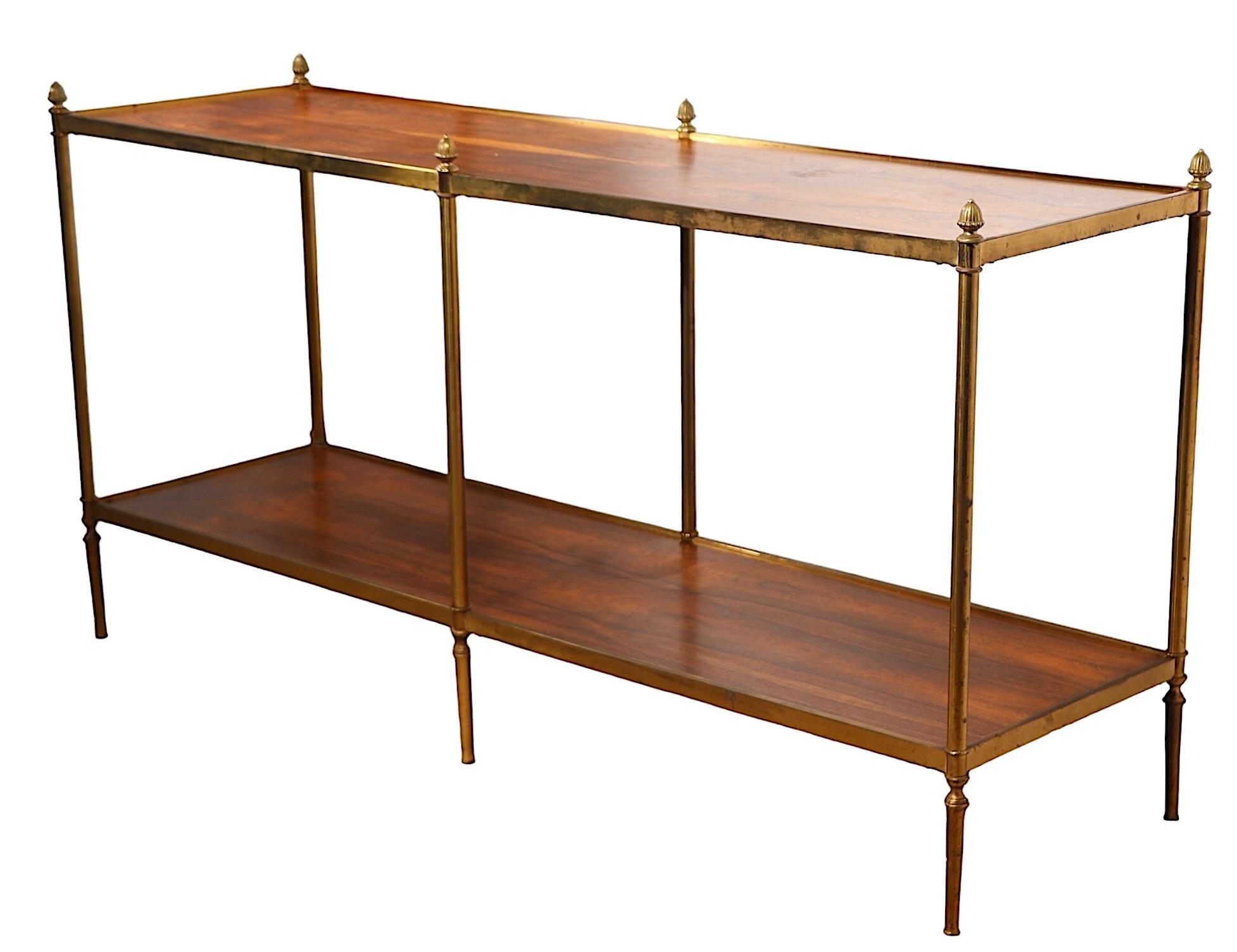 Contemporary Baker Collectors Edition Rosewood and Brass Two Tier  Console Table