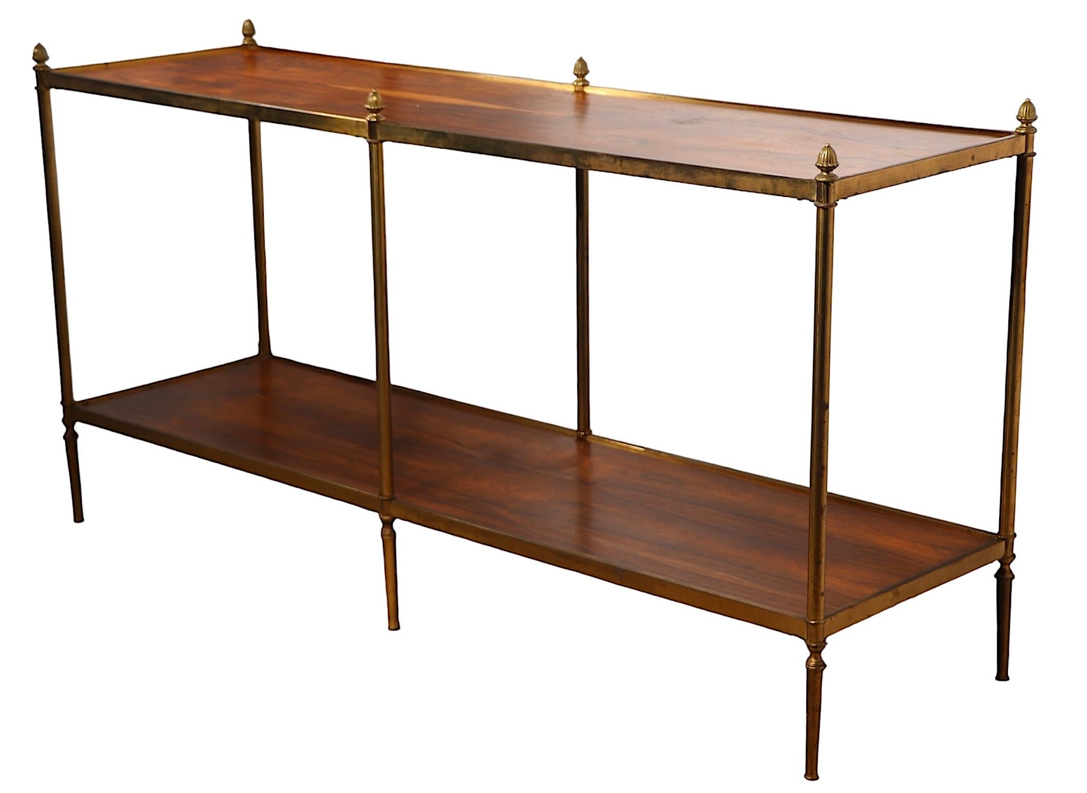 Baker Collectors Edition Rosewood and Brass Two Tier  Console Table 1