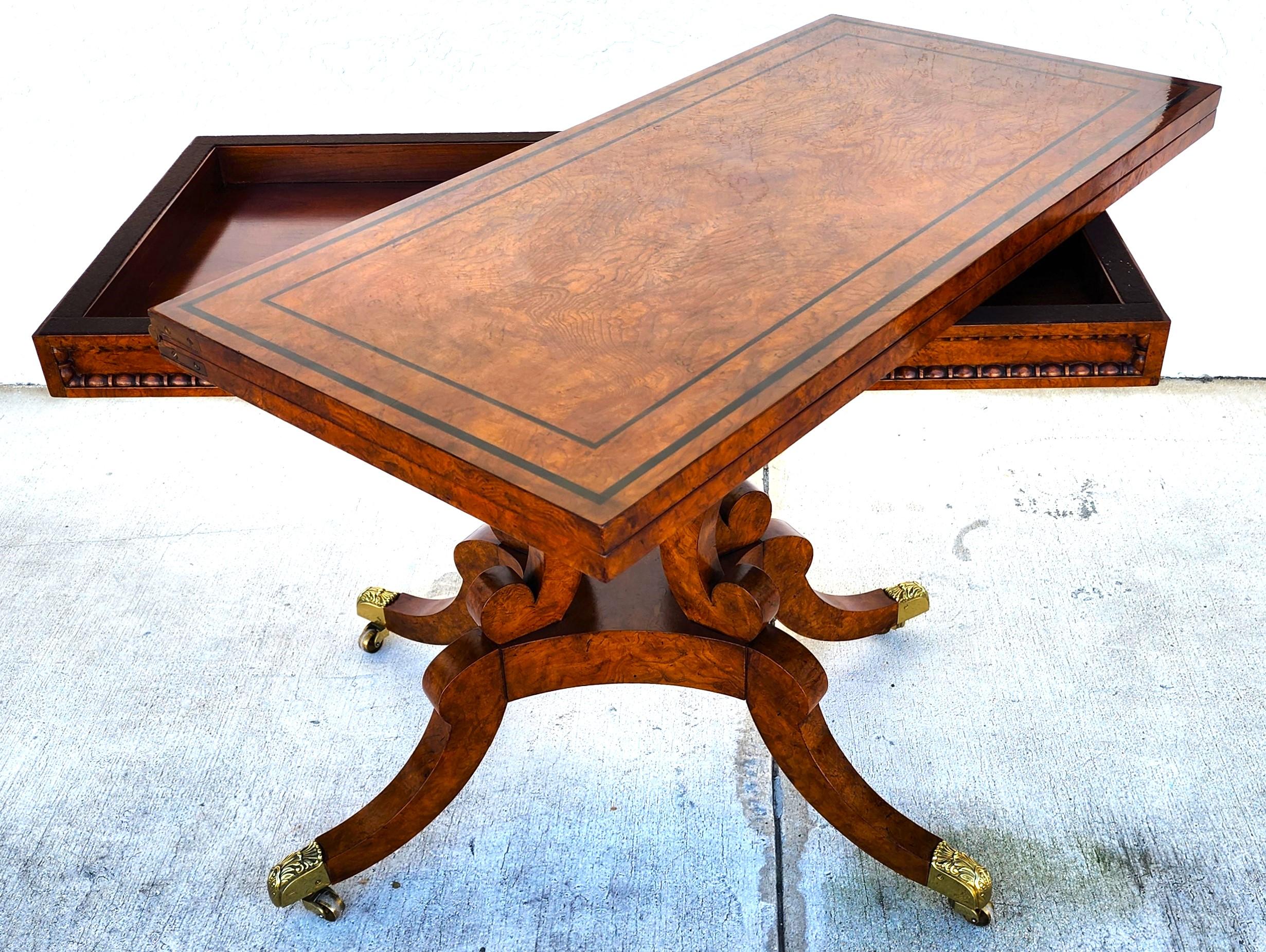 Baker Console To Game Table Flip Top Convertible In Good Condition In Lake Worth, FL
