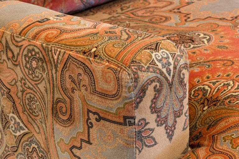 Baker Contemporary Paisley Upholstered Armchair and Ottoman For Sale at