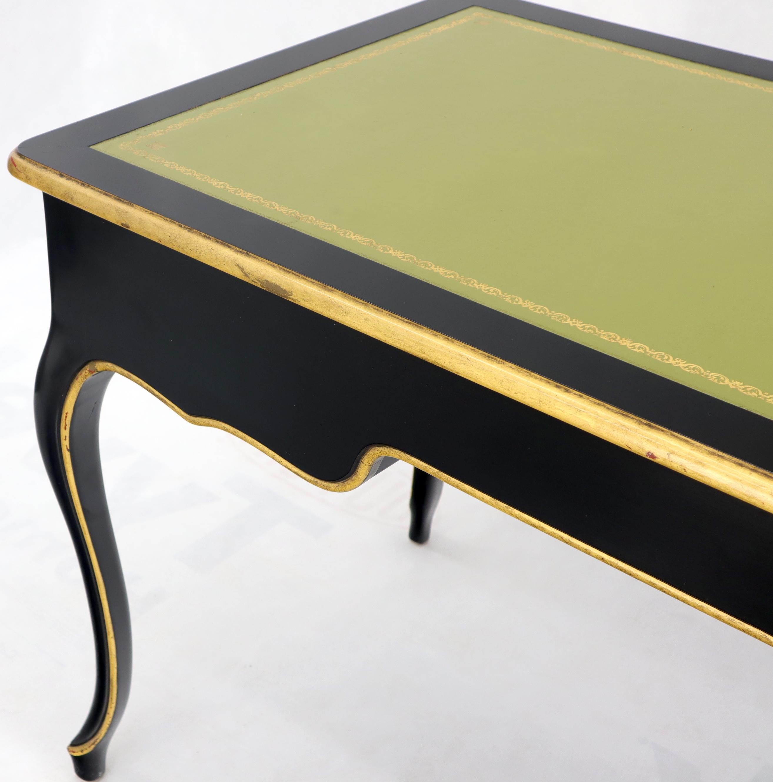 Baker Country French Black Lacquer Gold Trim Leather Desk Console For Sale 4