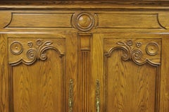 Baker Country French Provincial Oak Wood Lighted Bar Cabinet Display Buffet