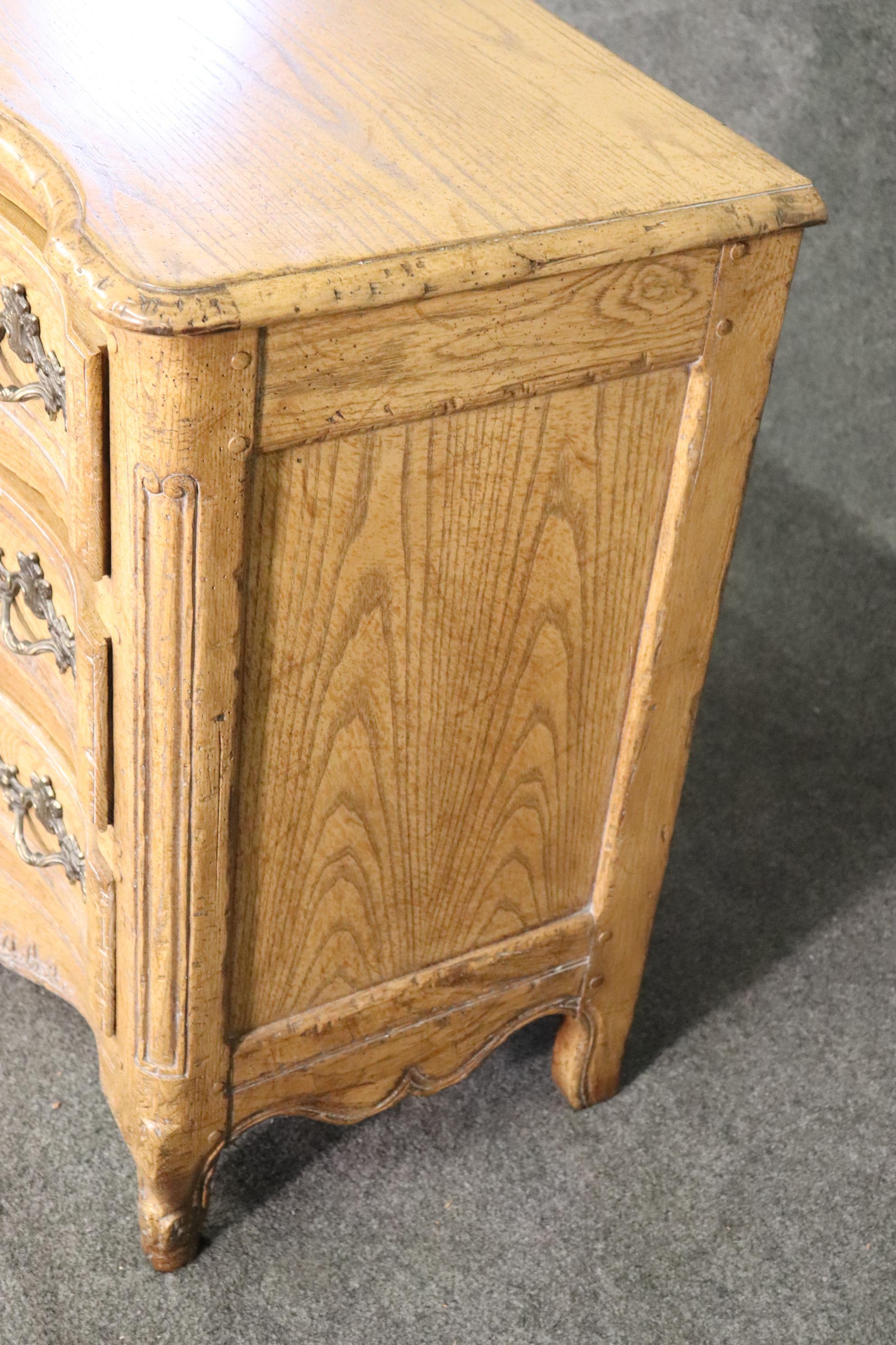 Baker Country French Scubbed Oak Louis XV Style Commode  7
