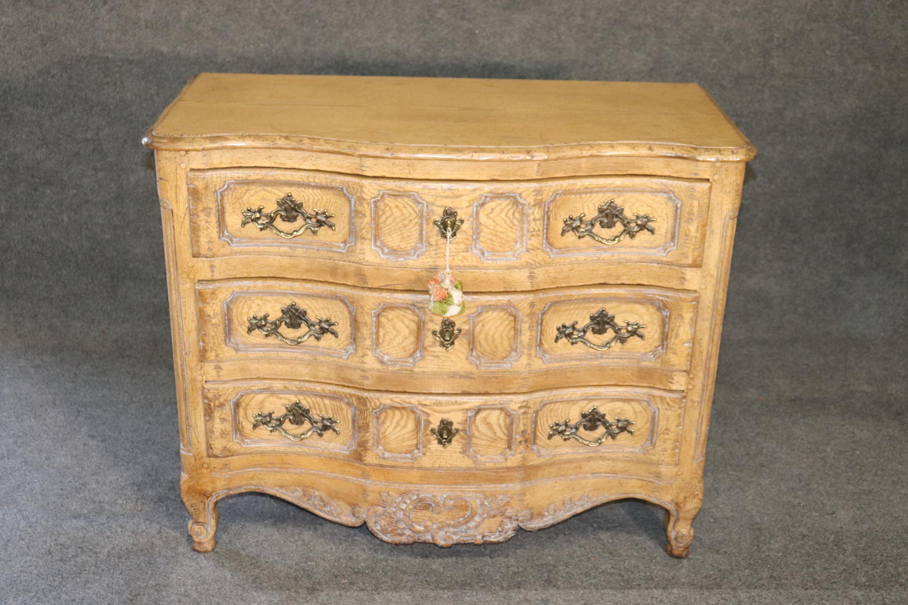 Baker Country French Scubbed Oak Louis XV Style Commode  10