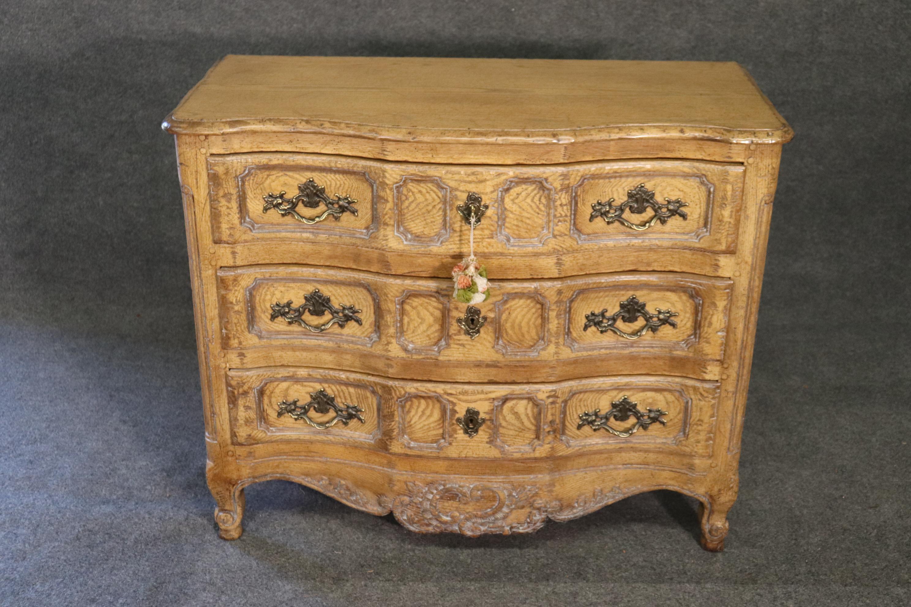 Baker Country French Scubbed Oak Louis XV Style Commode  11