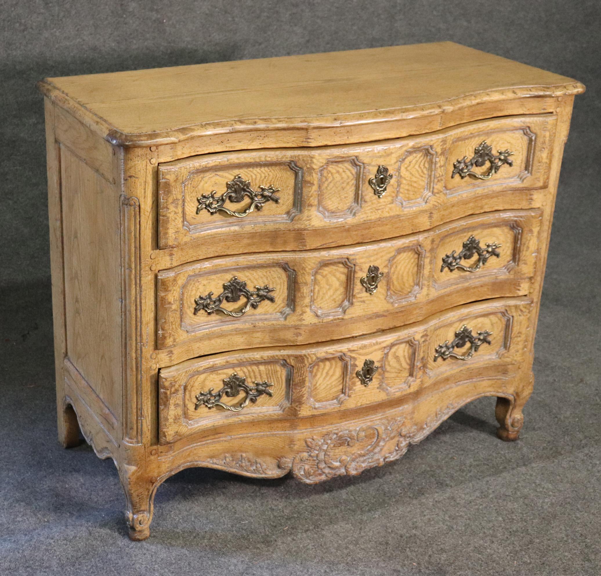 American Baker Country French Scubbed Oak Louis XV Style Commode 
