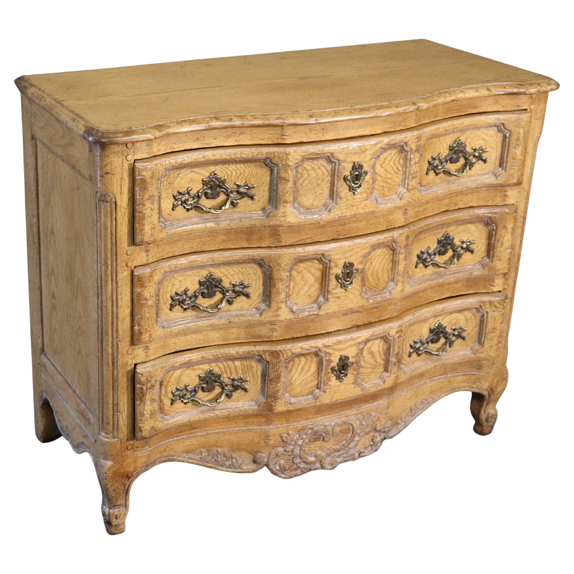 Baker Country French Scubbed Oak Louis XV Style Commode 