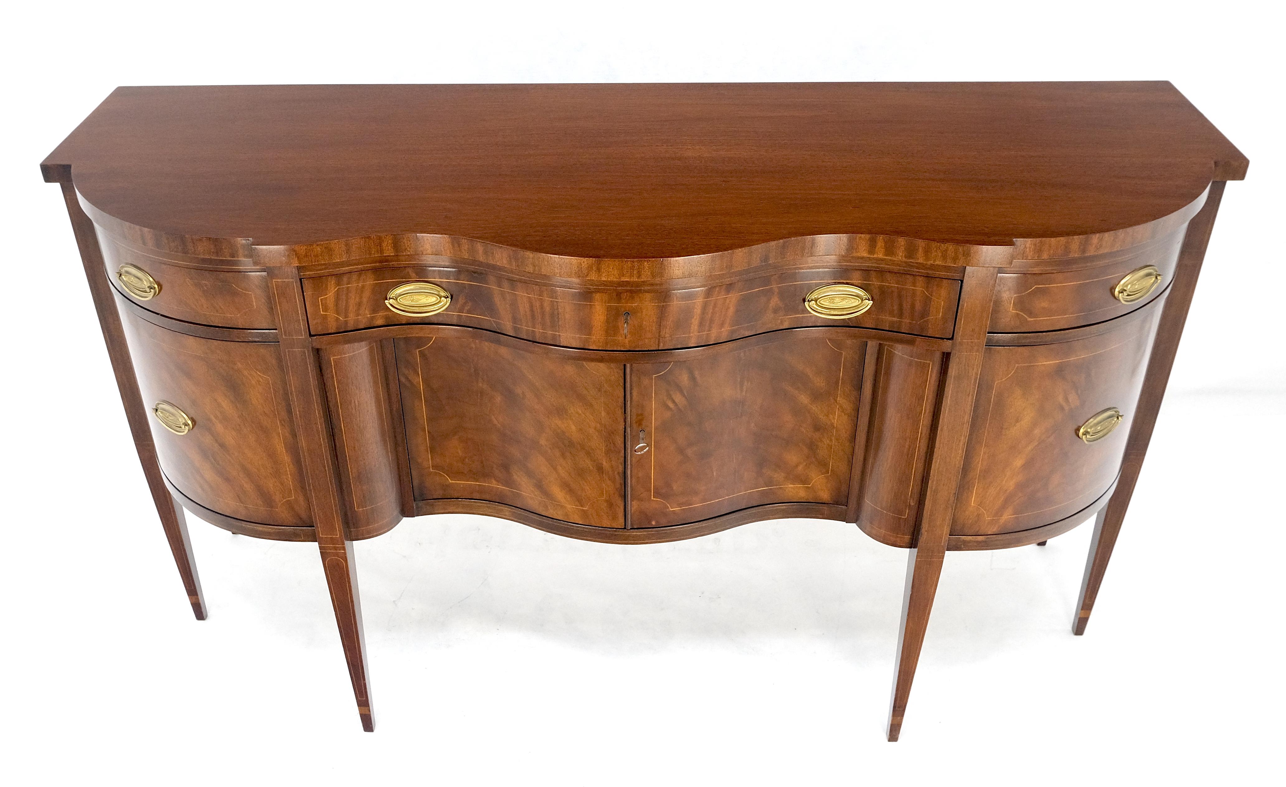 Baker Crotch Mahogany Serpentine Front Federal Sideboard Credenza Cabinet MINT For Sale 4