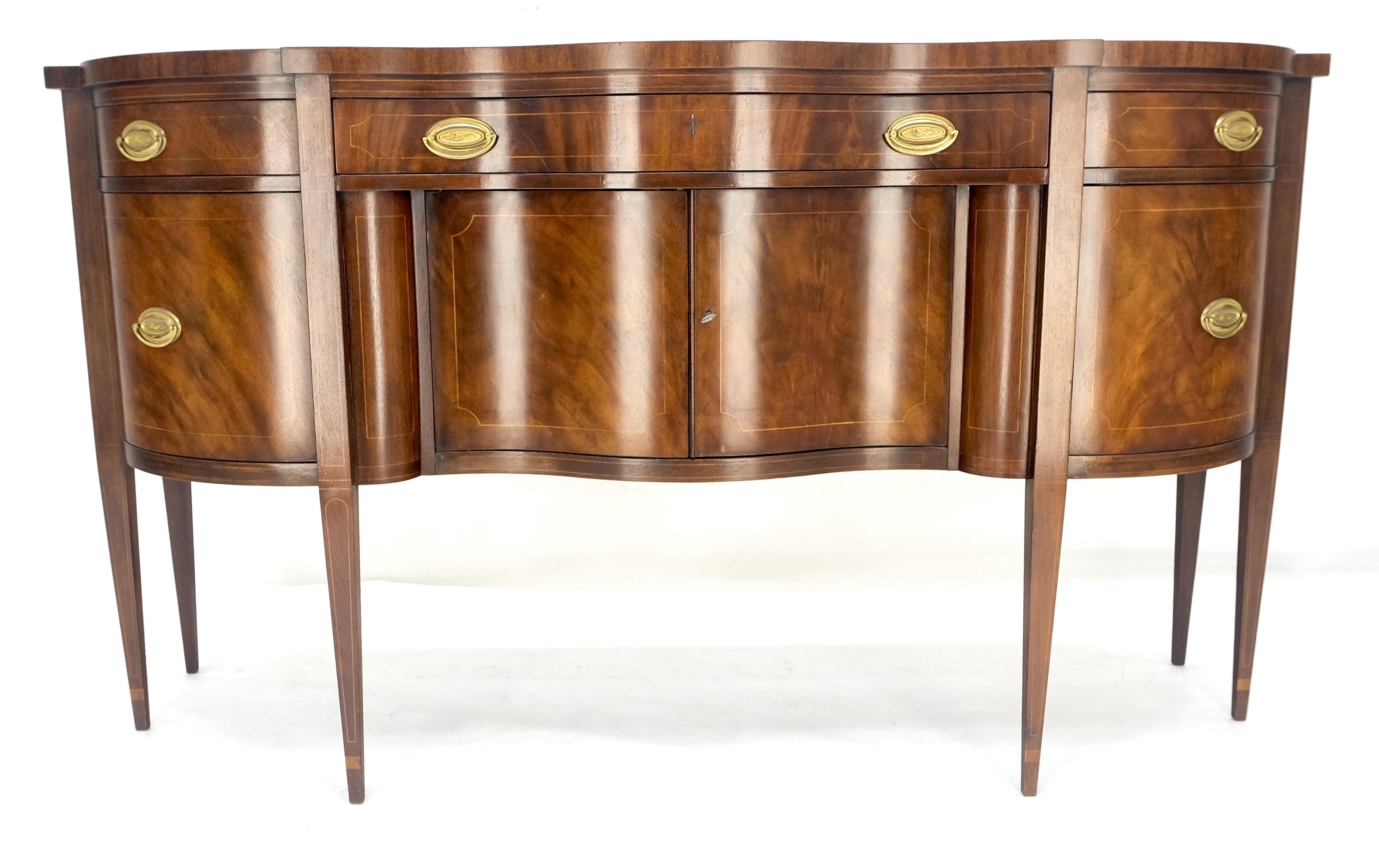 Baker Crotch Mahogany Serpentine Front Federal Sideboard Credenza Cabinet MINT For Sale 5