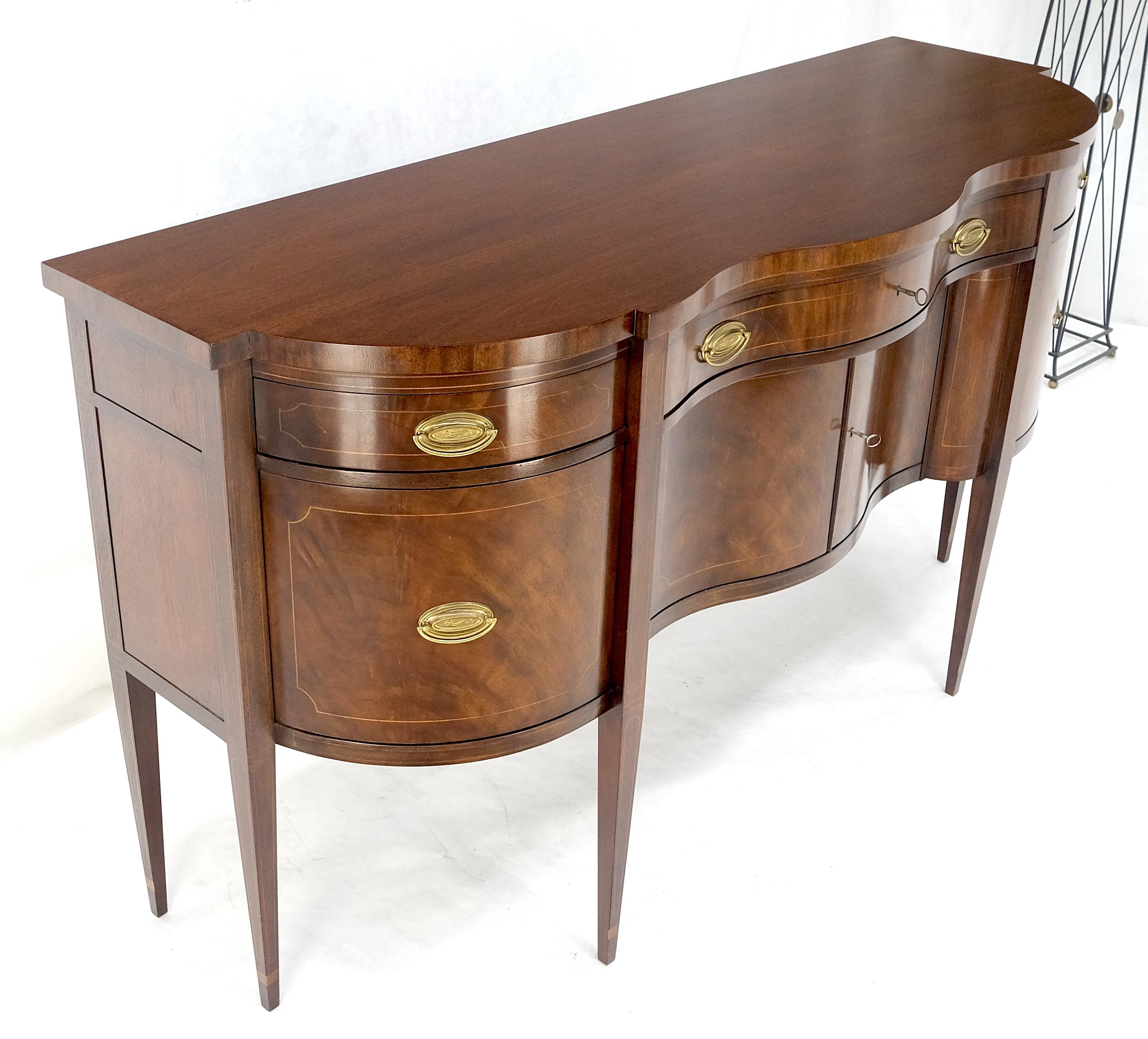 Baker Crotch Mahogany Serpentine Front Federal Sideboard Credenza Cabinet MINT For Sale 6