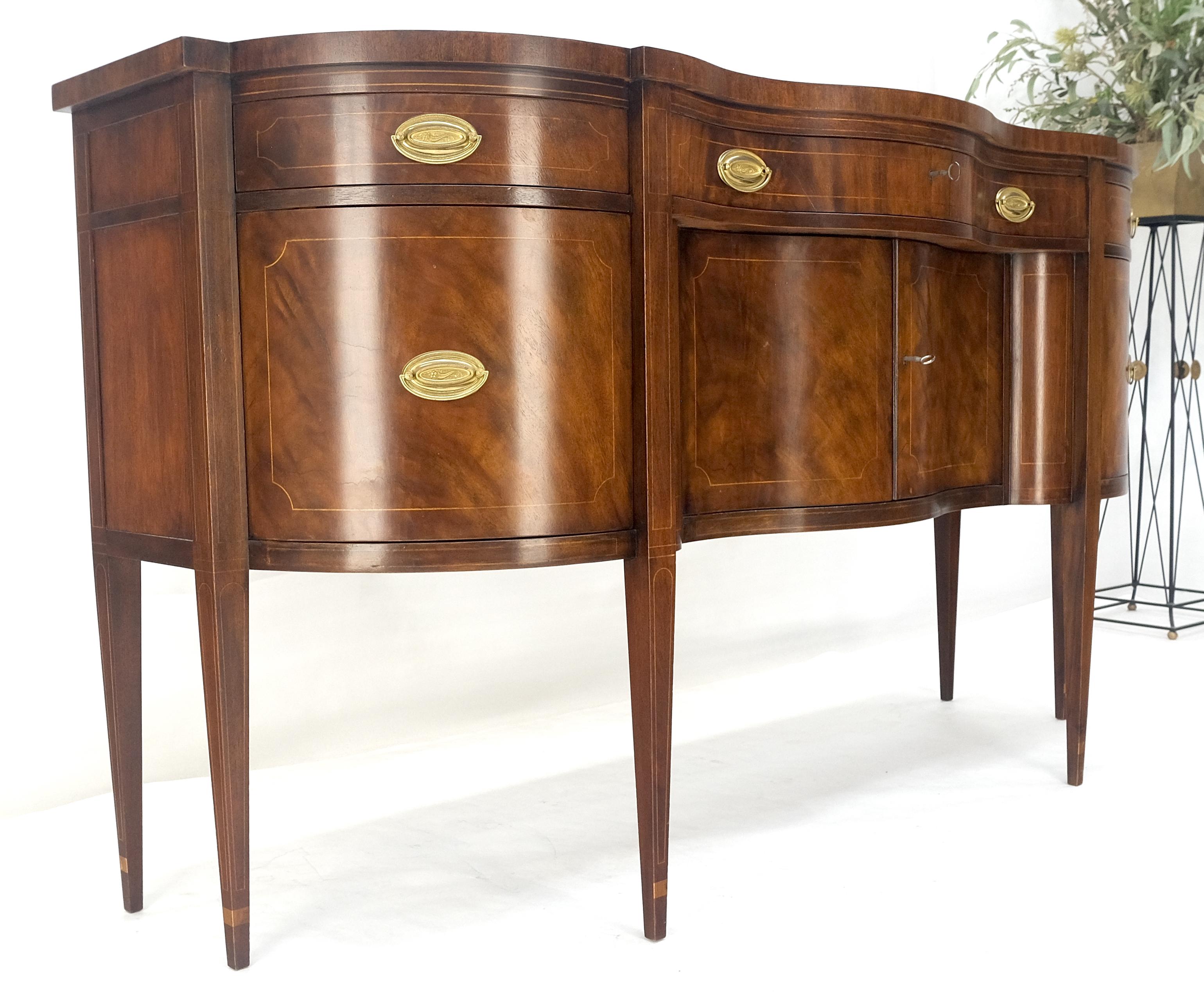 Baker Crotch Mahogany Serpentine Front Federal Sideboard Credenza Cabinet MINT For Sale 7