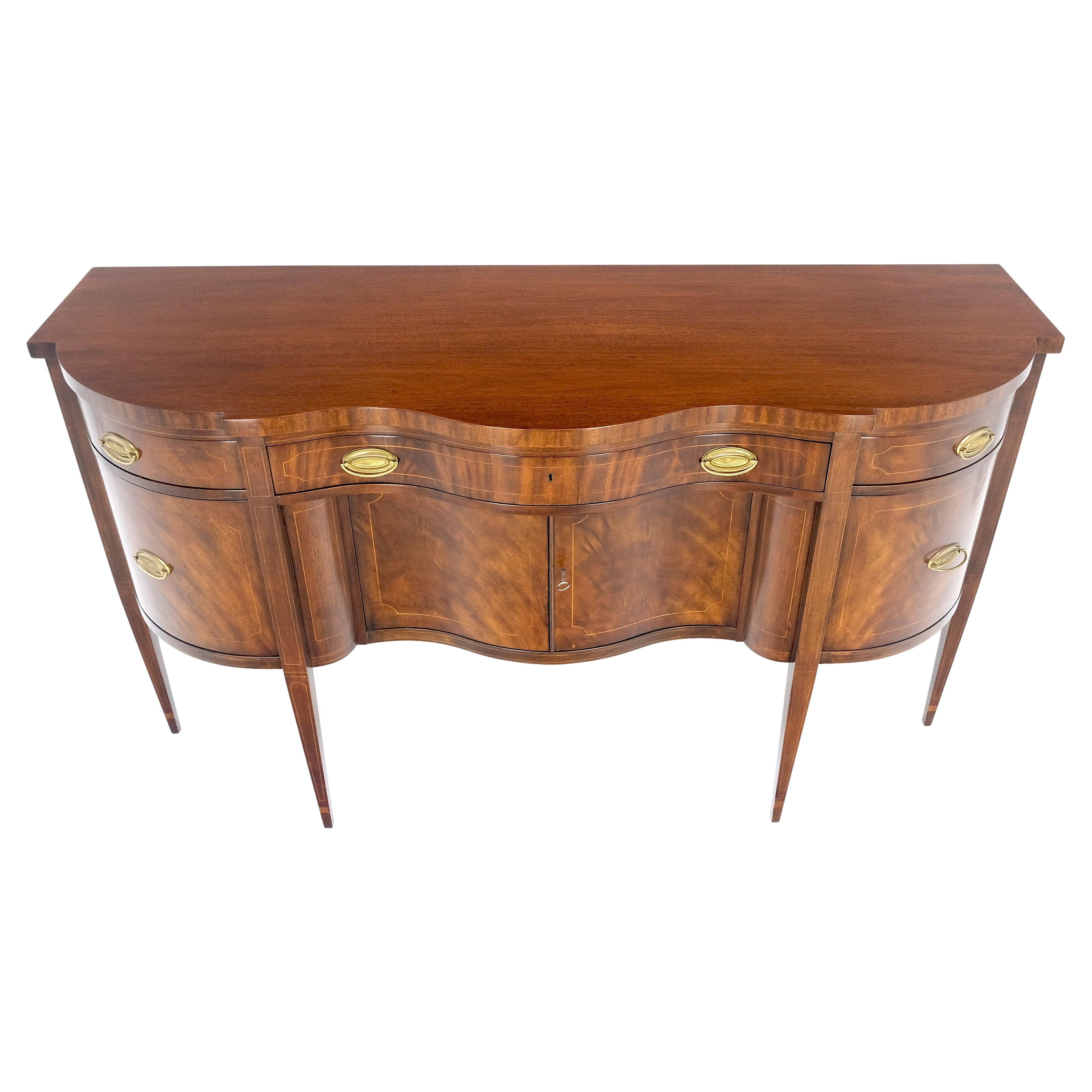 American Baker Crotch Mahogany Serpentine Front Federal Sideboard Credenza Cabinet MINT For Sale