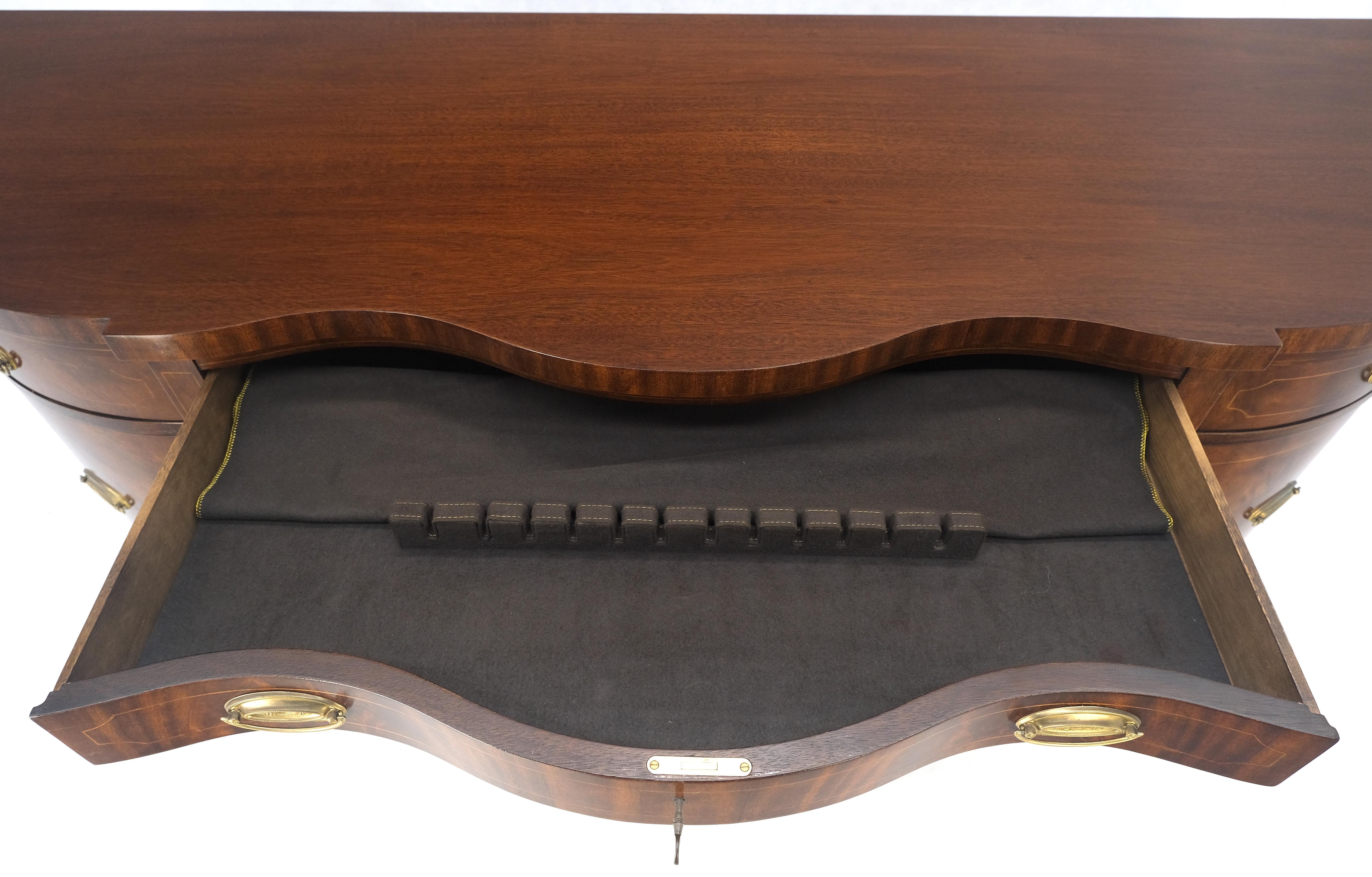 Brass Baker Crotch Mahogany Serpentine Front Federal Sideboard Credenza Cabinet MINT For Sale