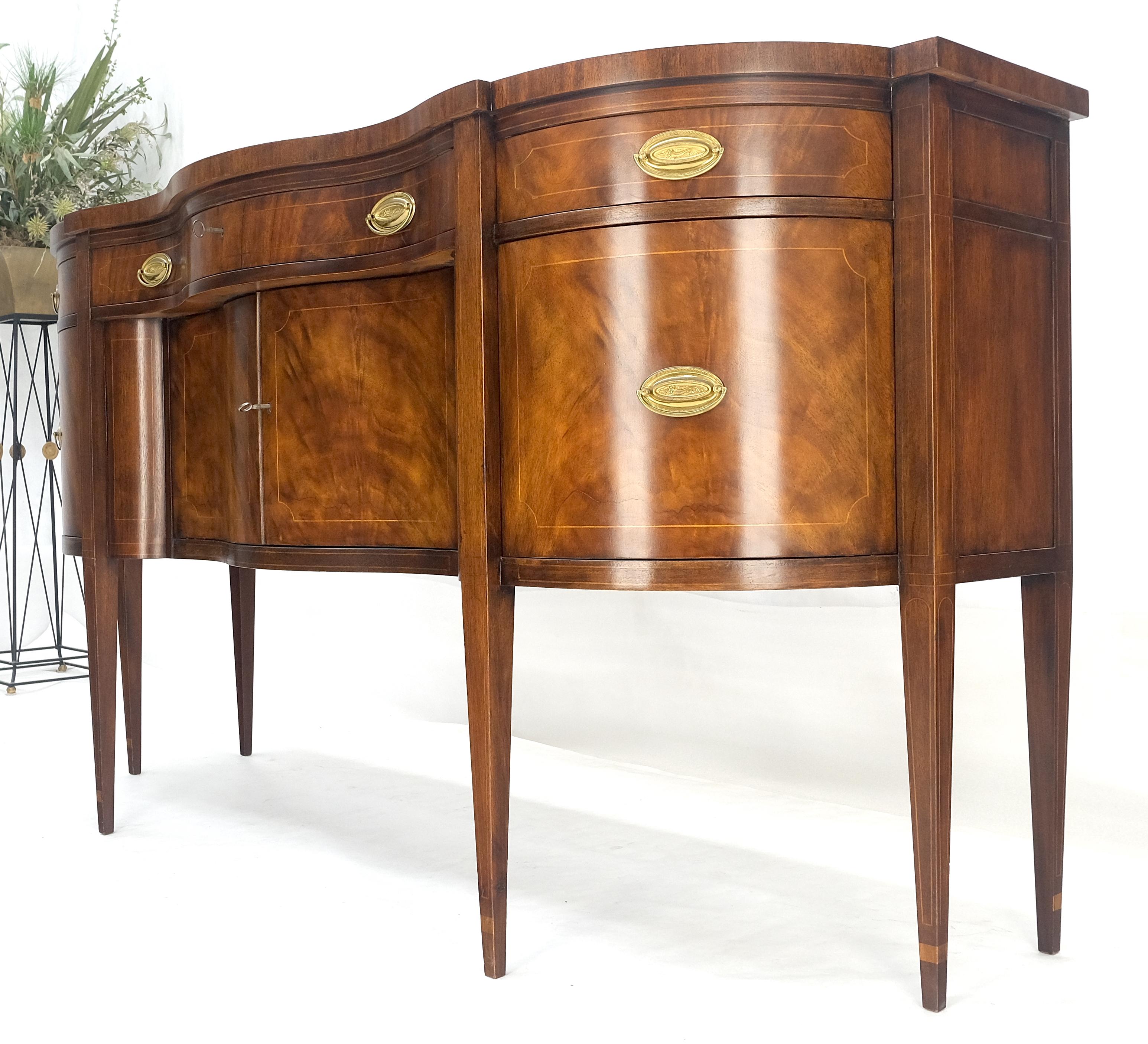Baker Crotch Mahogany Serpentine Front Federal Sideboard Credenza Cabinet MINT For Sale 2