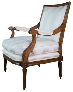 Baker Crown Tulip Collection French Louis XVI Fauteuil Walnut Bergere Arm Chair