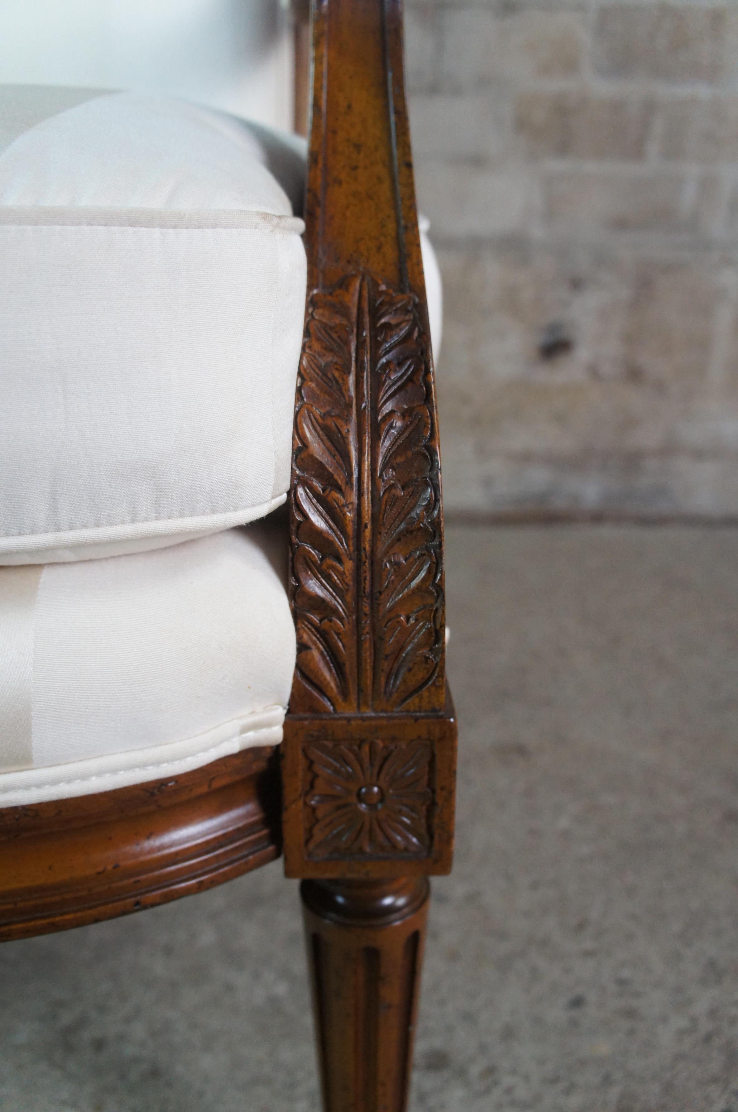 Baker Crown Tulip Collection French Louis XVI Fauteuil Walnut Bergere Arm Chair 1