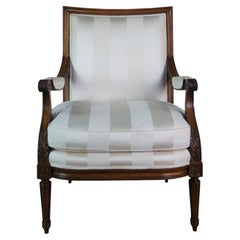Baker Crown Tulip Collection French Louis XVI Fauteuil Walnut Bergere Arm Chair