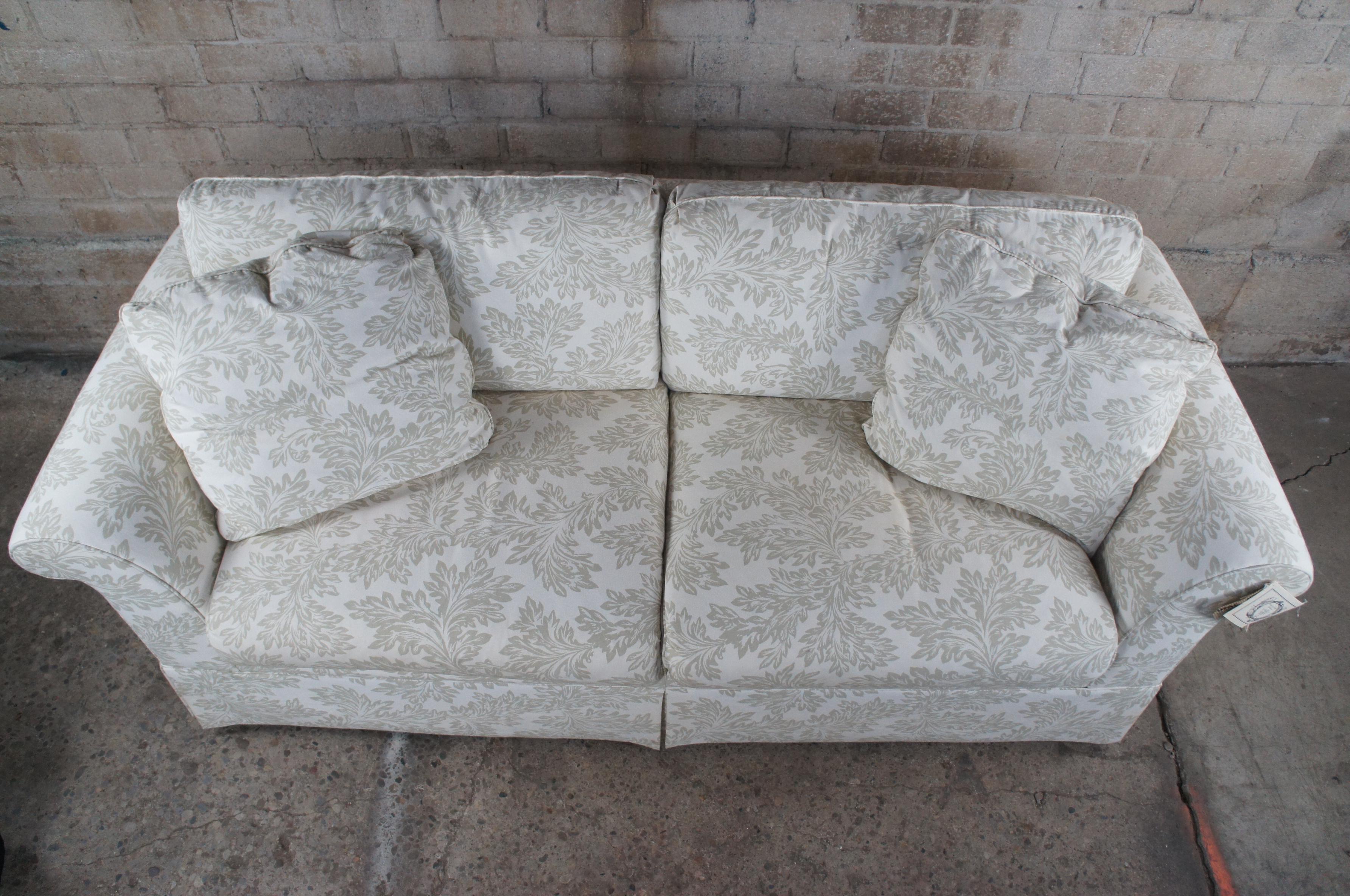 Baker Crown & Tulip Traditional Rolled Arm Down Filled Acanthus Sofa Couch In Good Condition In Dayton, OH