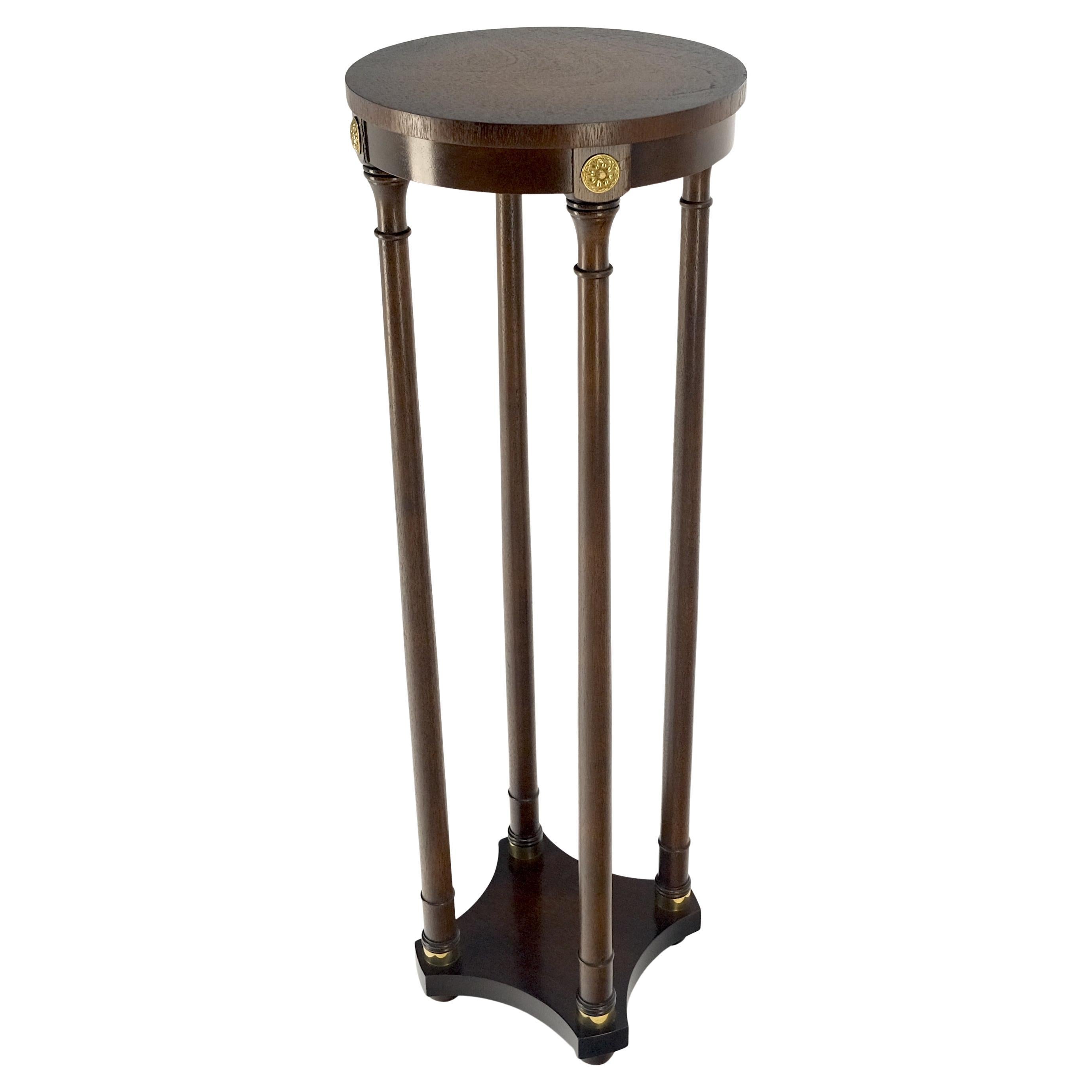 Baker Dark Mahogany 13" Round Neoclassical Pedestal Plant Lamp Stand Table MINT