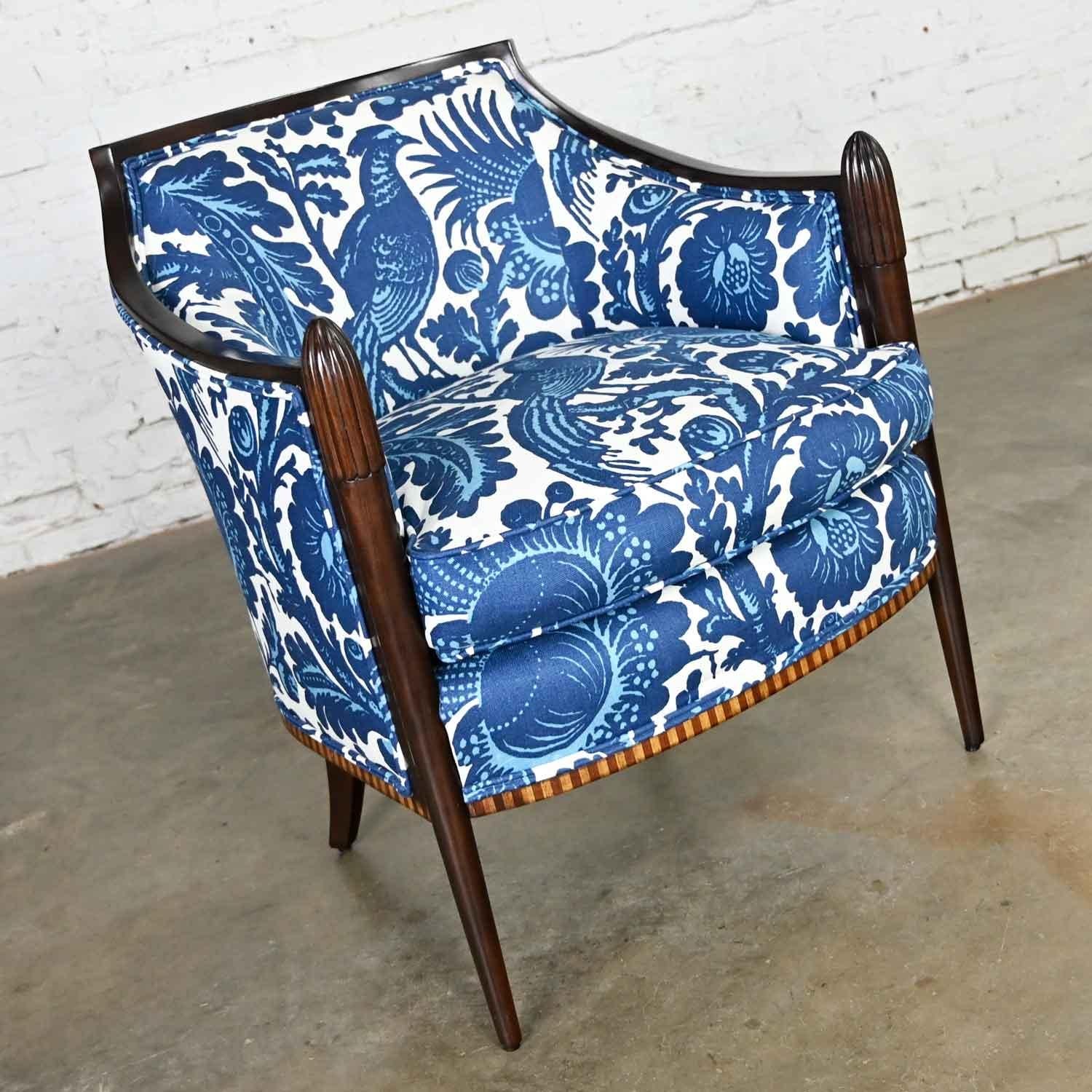 Wood Baker Deco Lounge Chair by Barbara Barry in Williamsburg by Schumacher Waverly