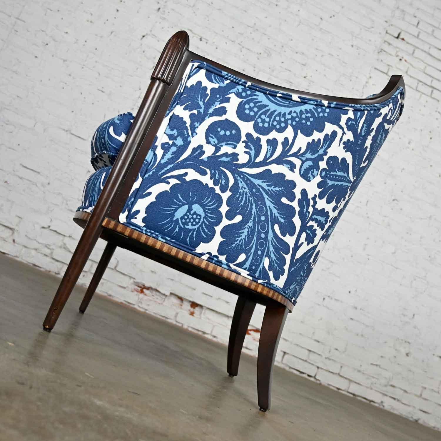 Baker Deco Lounge Chair by Barbara Barry in Williamsburg by Schumacher Waverly In Good Condition In Topeka, KS
