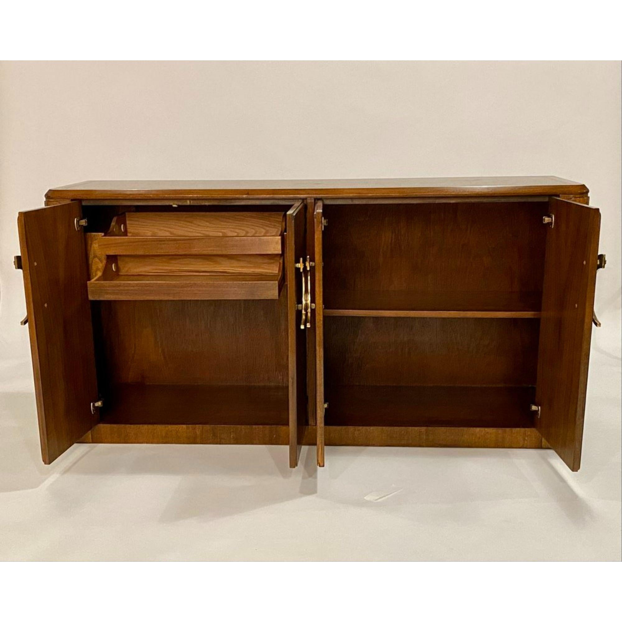 North American Baker Deco Revival Sideboard in Walnut and Brass
