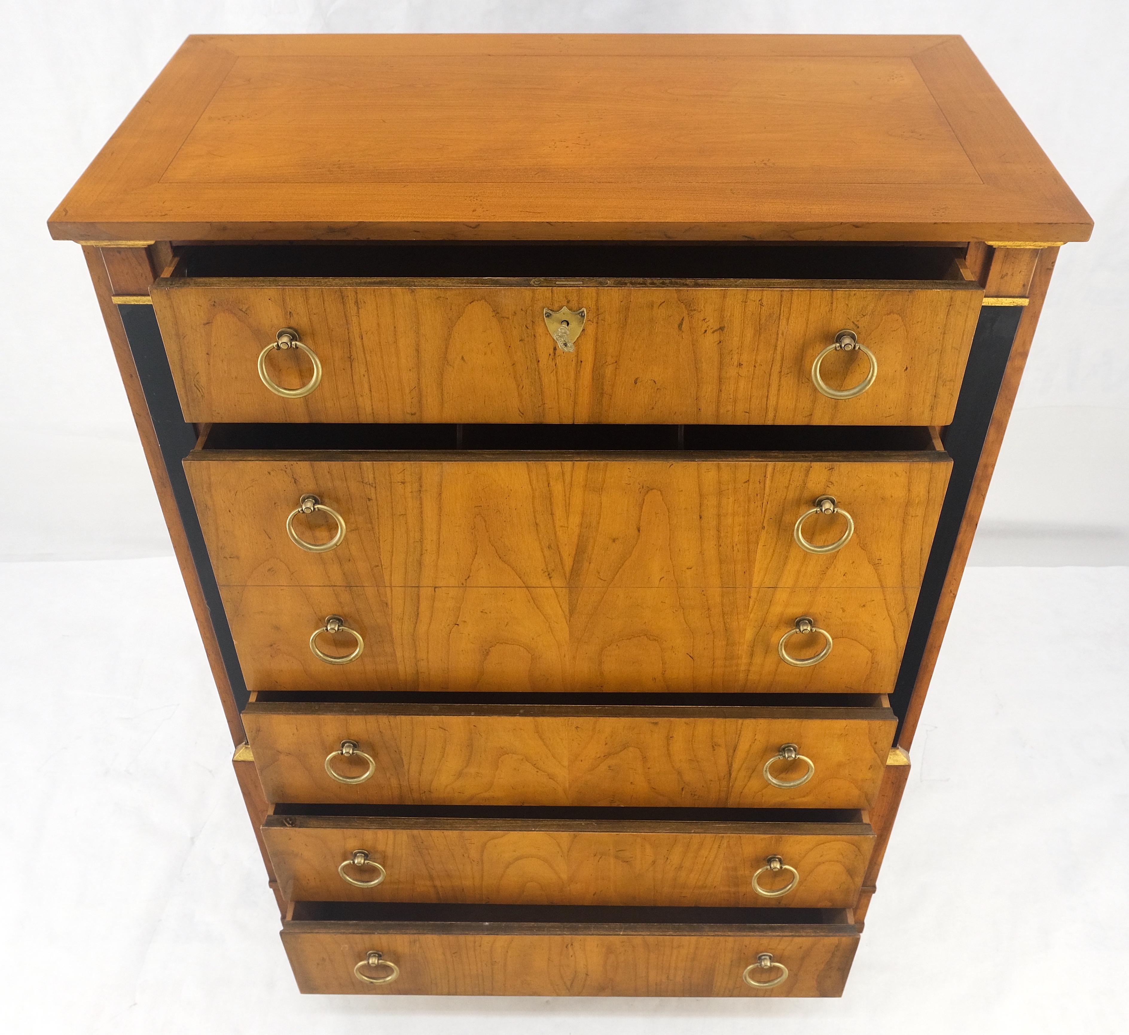 Baker Directoire Empire Style Ring Pulls 6 Drawers High Chest Dresser MINT! in vendita 7