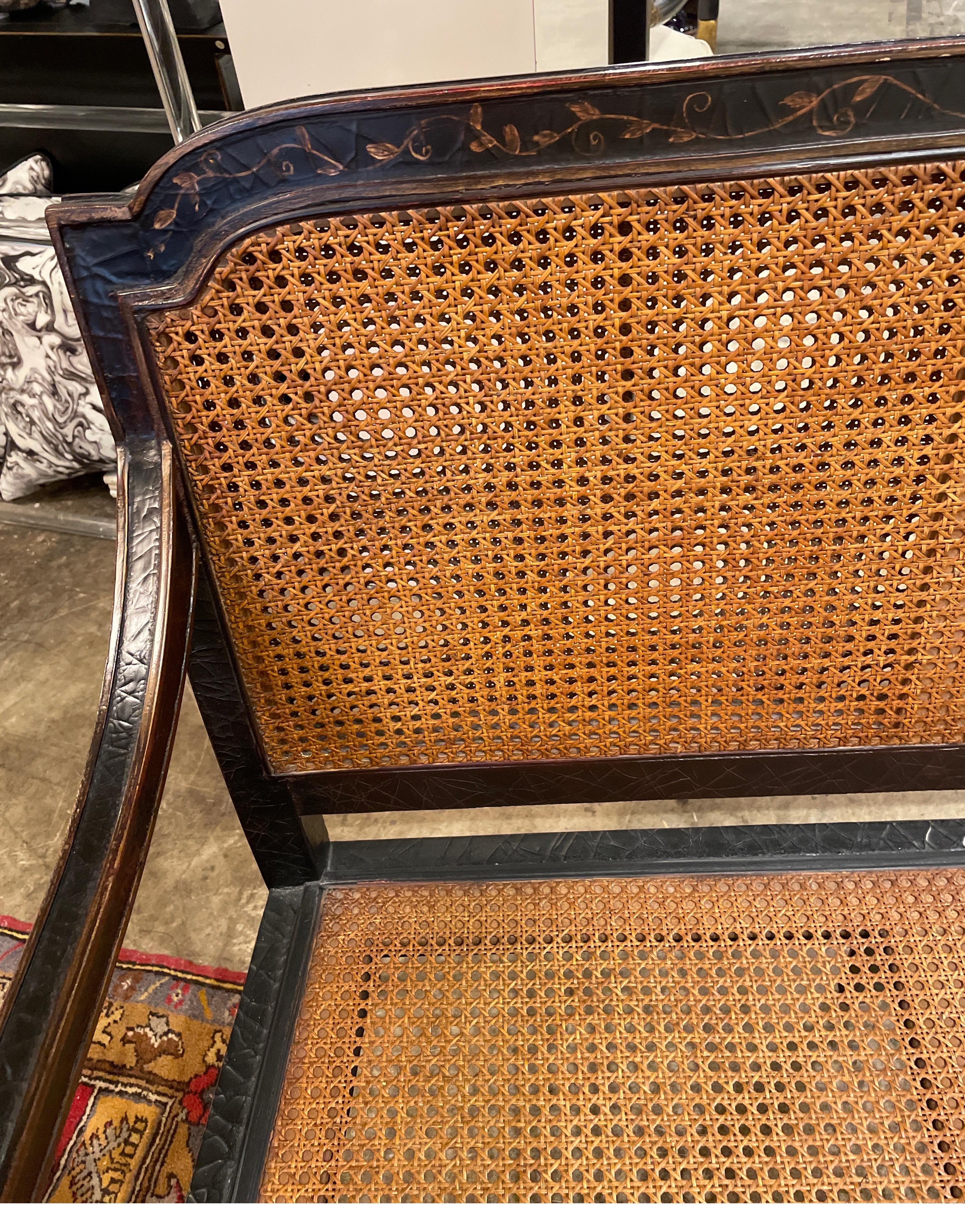 American Baker double caned chinoiserie style settee