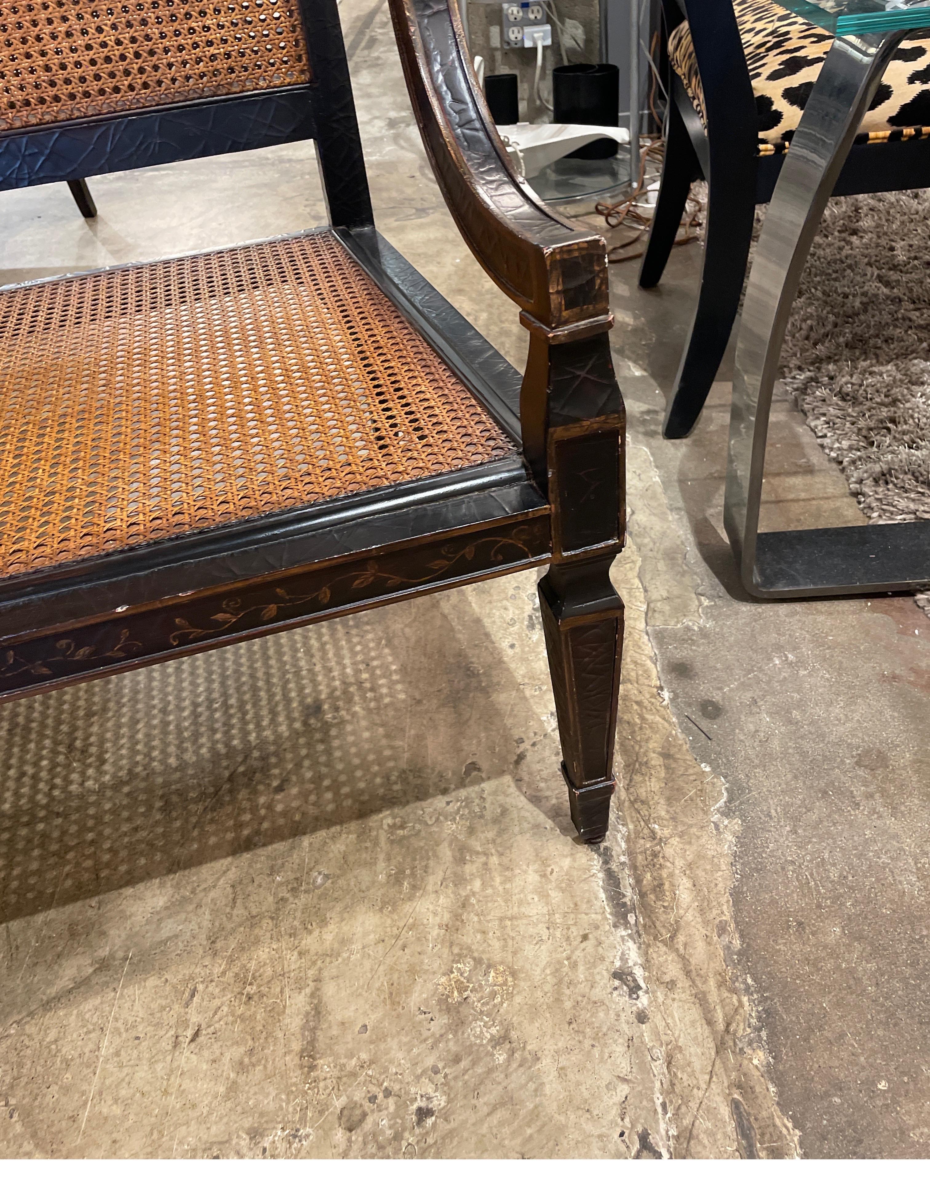 20th Century Baker double caned chinoiserie style settee