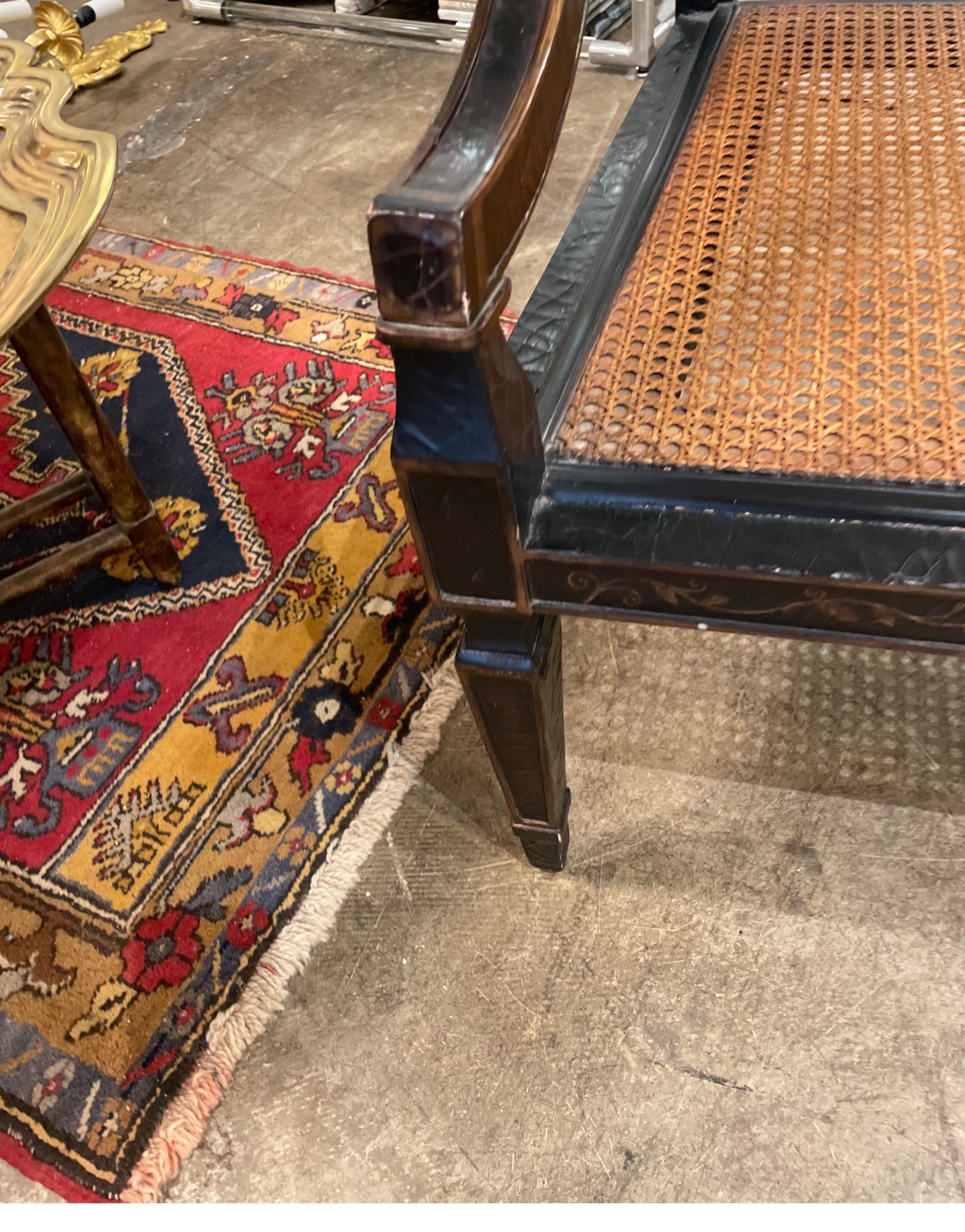 Baker double caned chinoiserie style settee 1