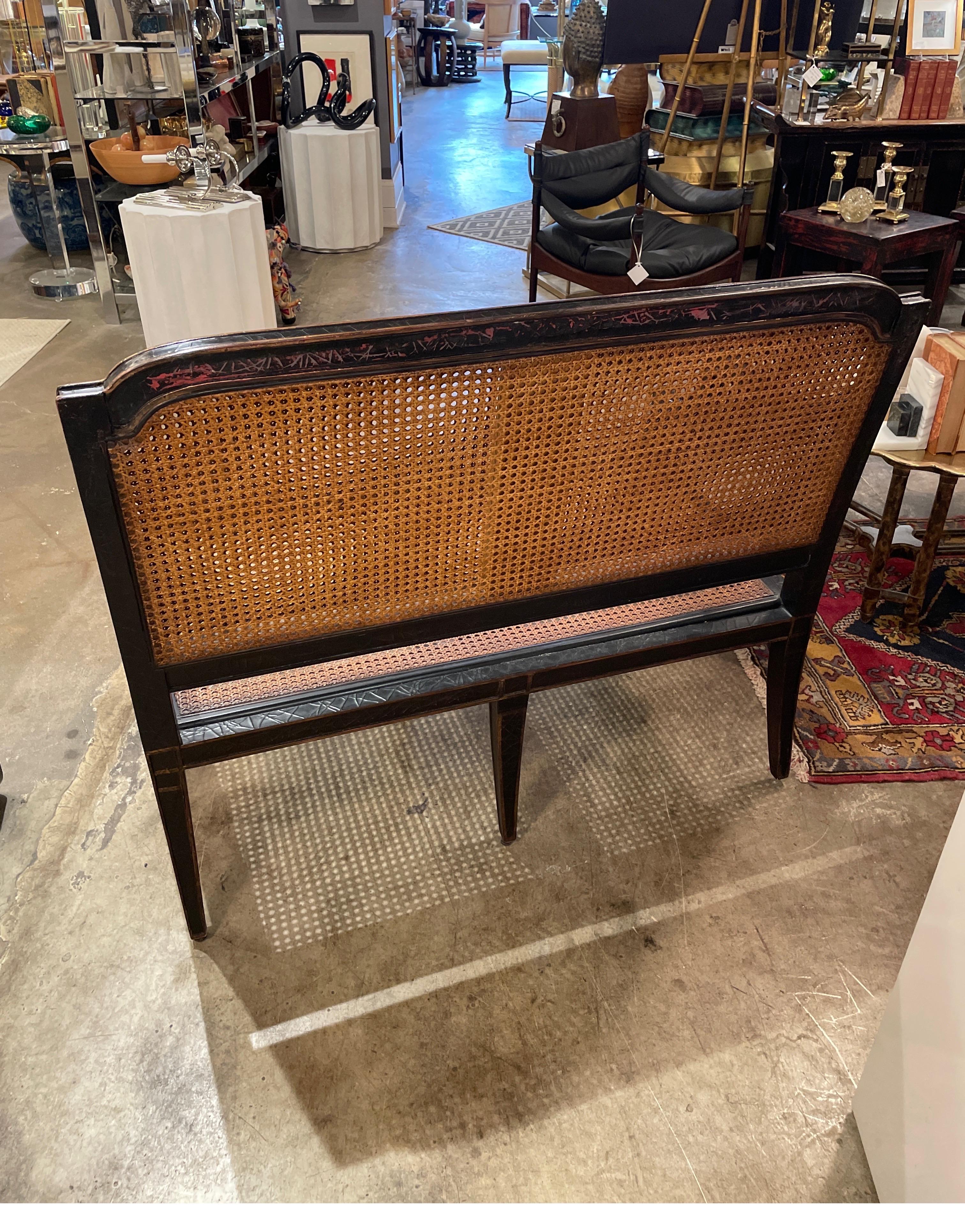 Baker double caned chinoiserie style settee 2