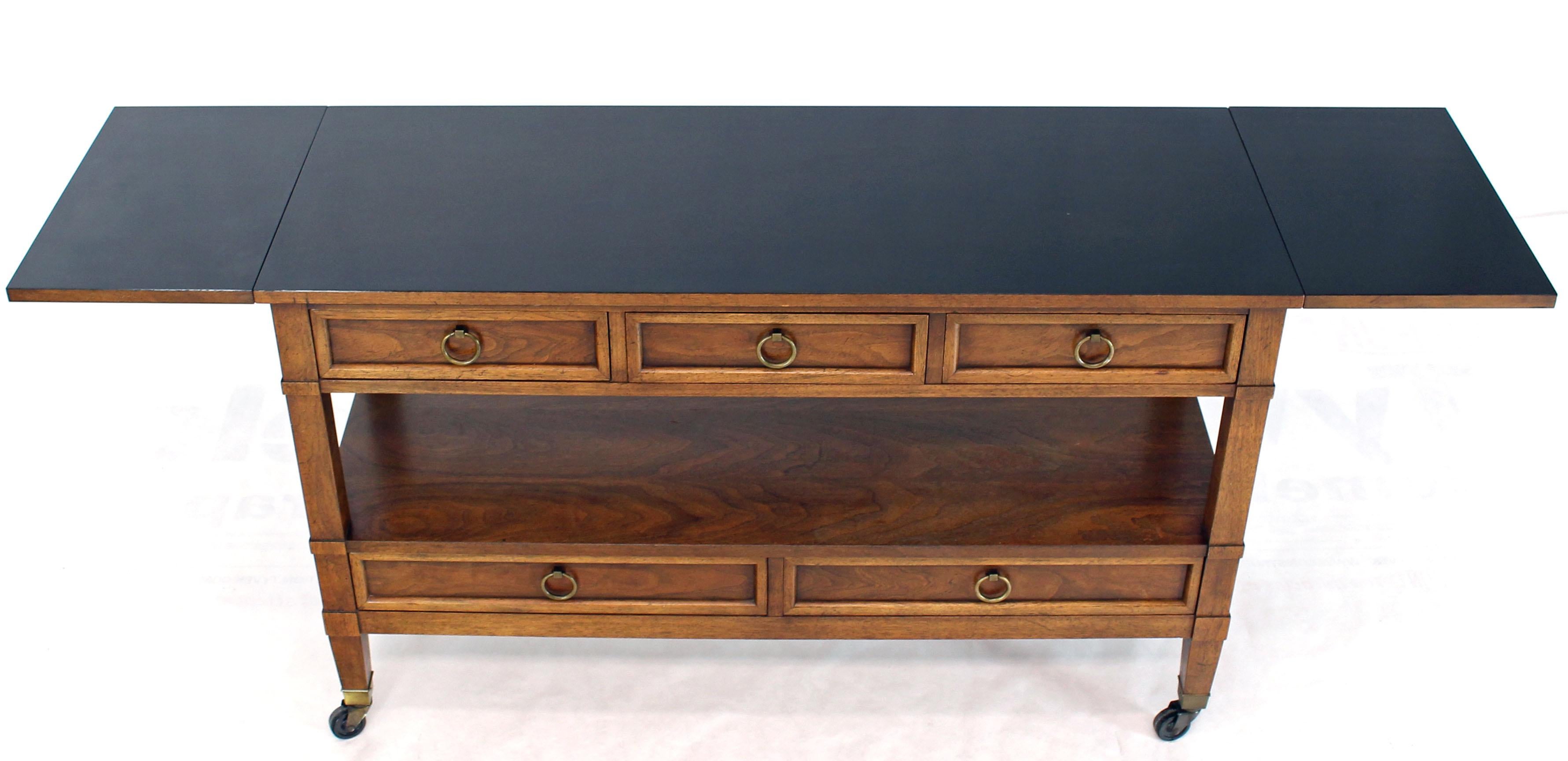 Baker Drop Leaf Serving Cart Server Cabinet on Wheels Five Drawers 3