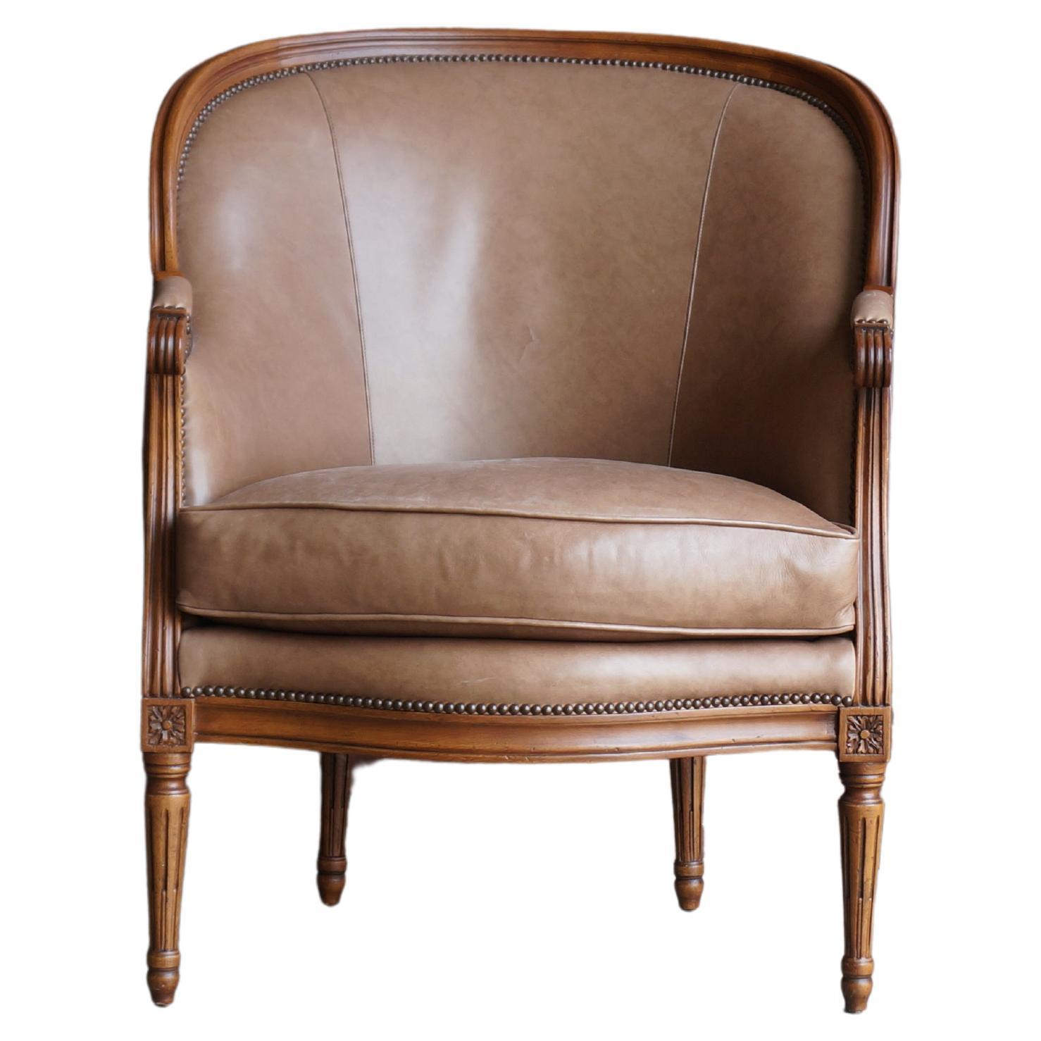 Baker Dual Fabric and Leather French Regency Club Chair