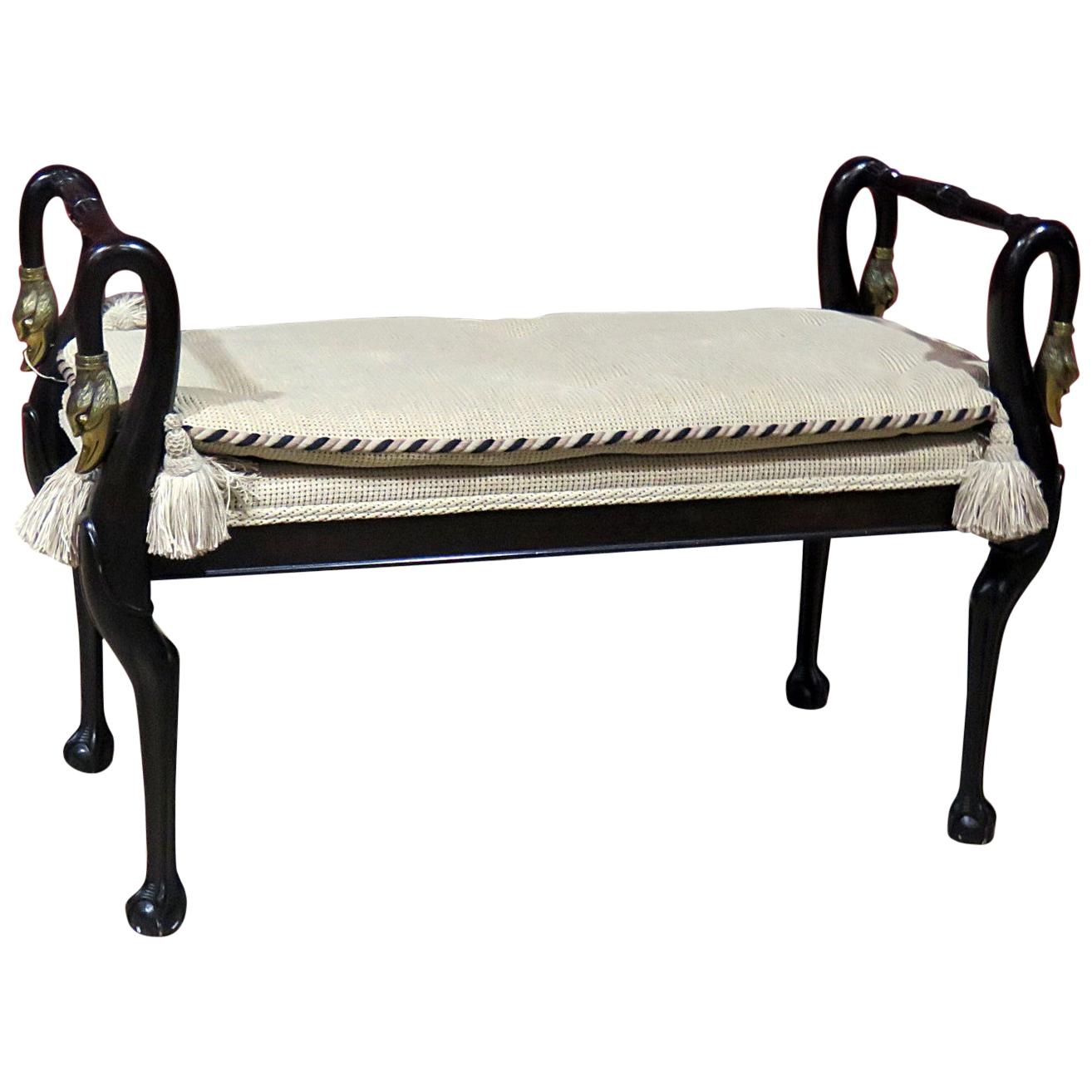 Baker Ebonized Empire Style Window Bench