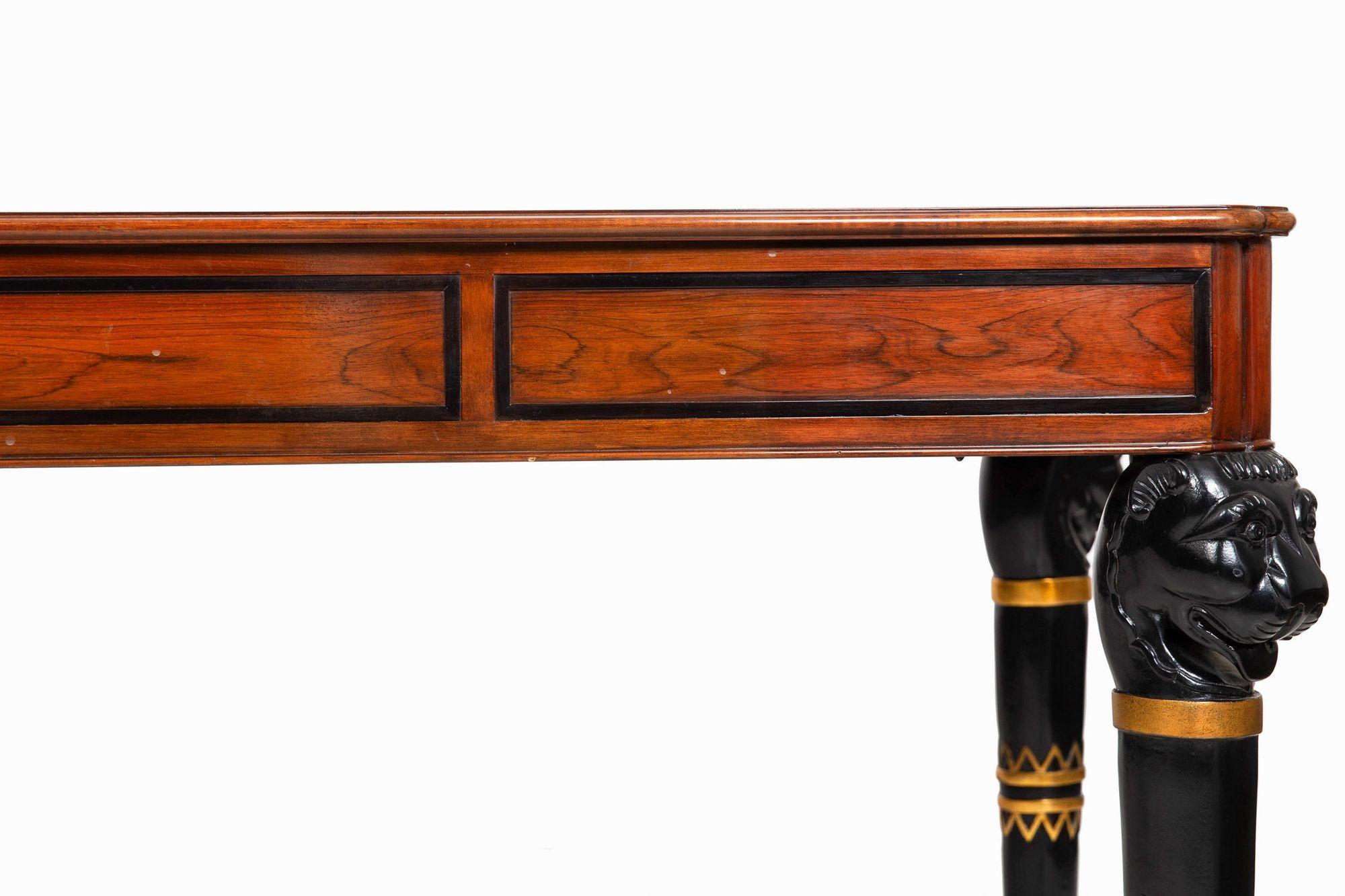 Baker Egyptian Revival Antique Style Rosewood and Leather Writing Desk For Sale 10