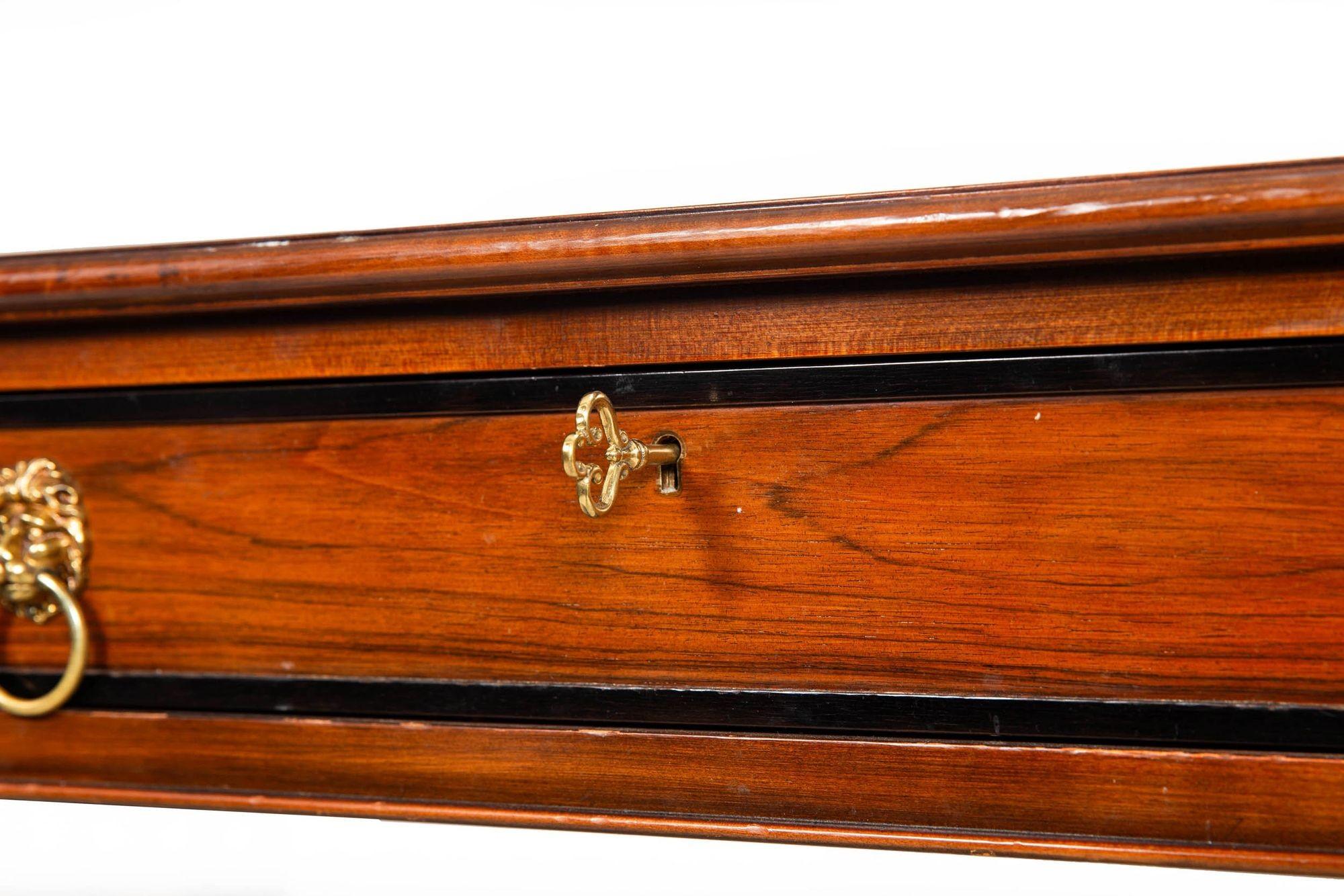 Baker Egyptian Revival Antique Style Rosewood and Leather Writing Desk For Sale 11