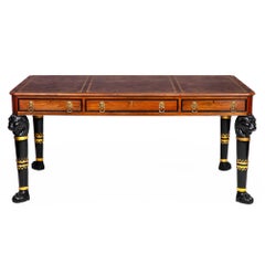 Baker Egyptian Revival Antique Style Rosewood and Leather Writing Desk