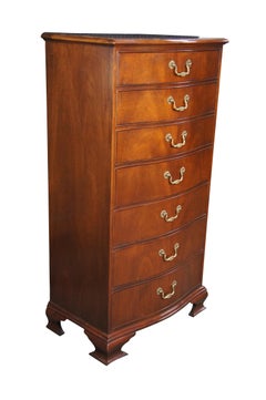 Baker English Georgian Serpentine Mahogany Lingerie Chest Semanier Dresser 52"