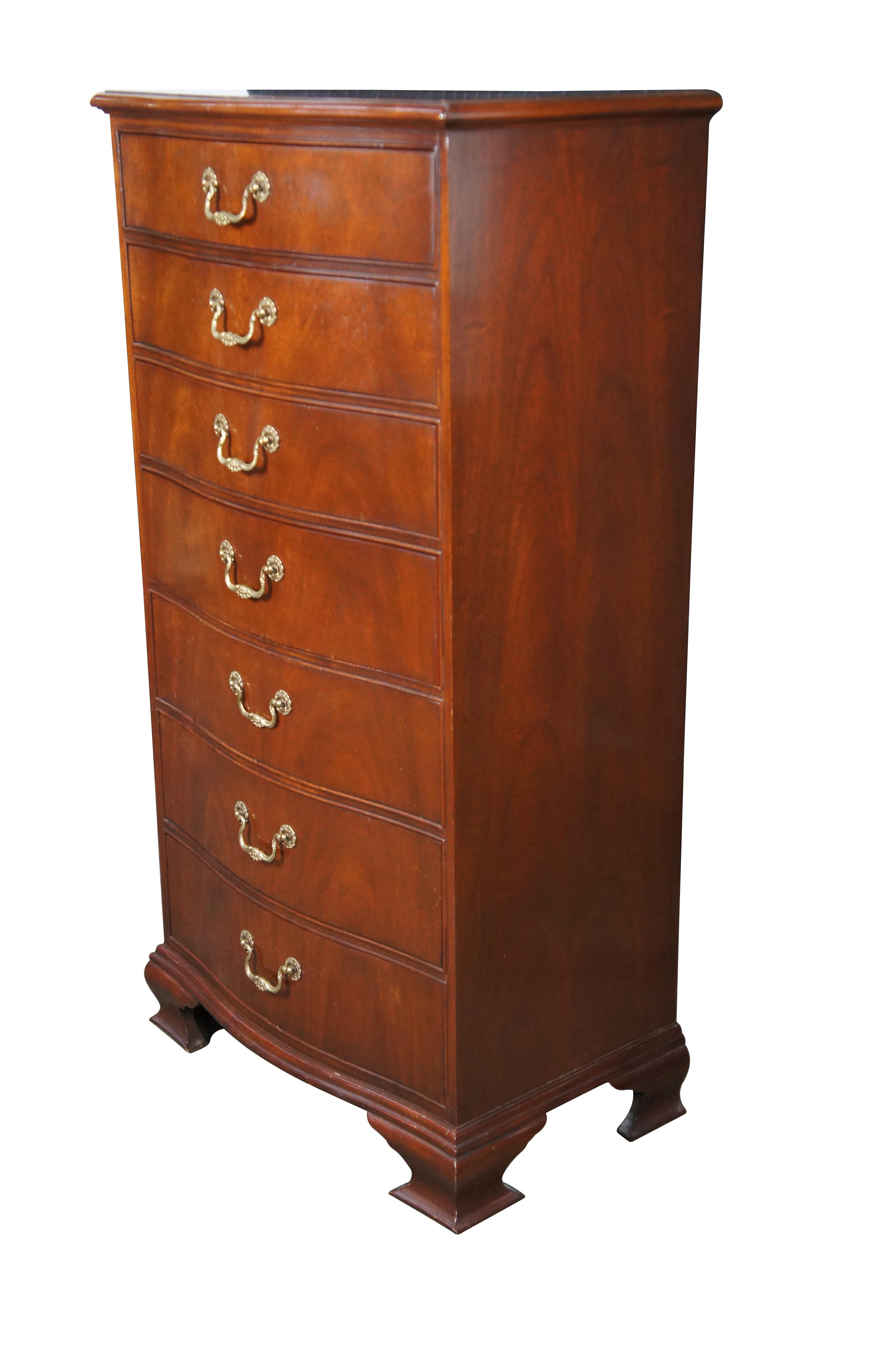 Georgien Baker English Georgian Serpentine Mahogany Lingerie Chest Semanier Dresser 52