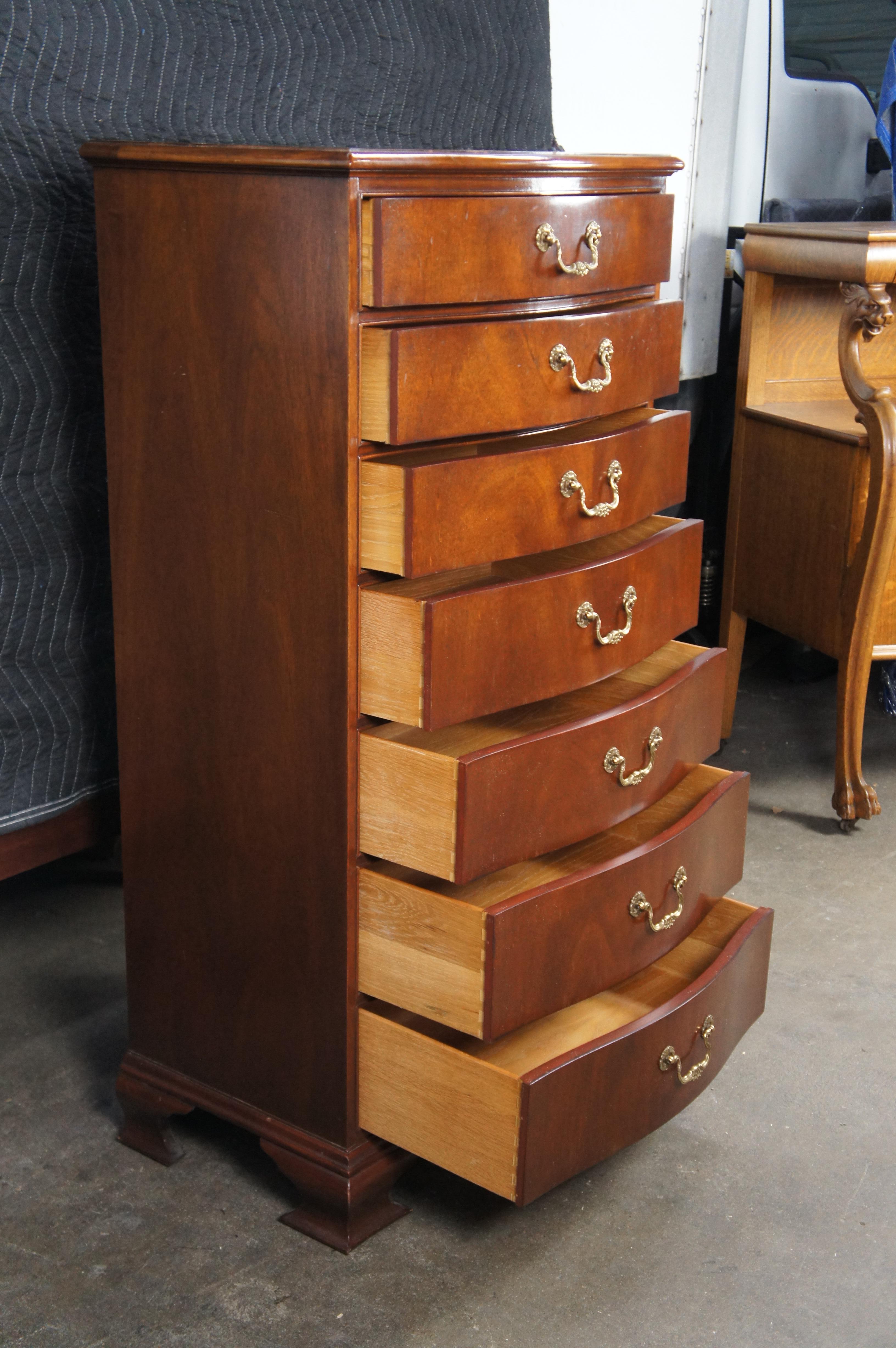 Américain Baker English Georgian Serpentine Mahogany Lingerie Chest Semanier Dresser 52