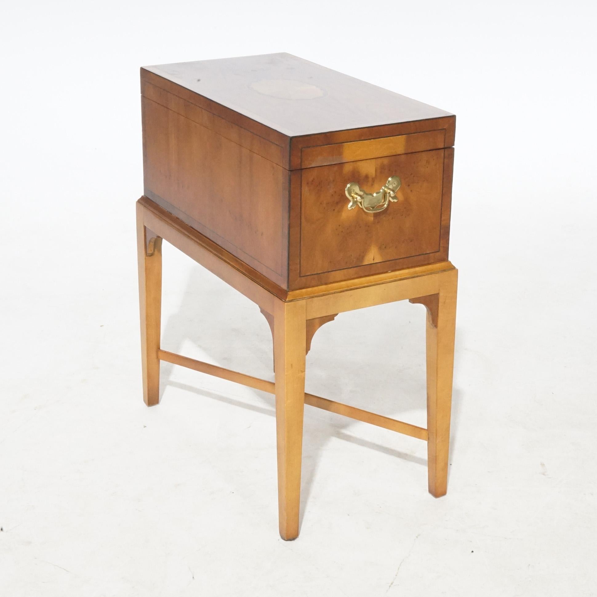 20th Century Baker English Hepplewhite Style Kingwood & Satinwood Inlaid Cellarette, 20th C