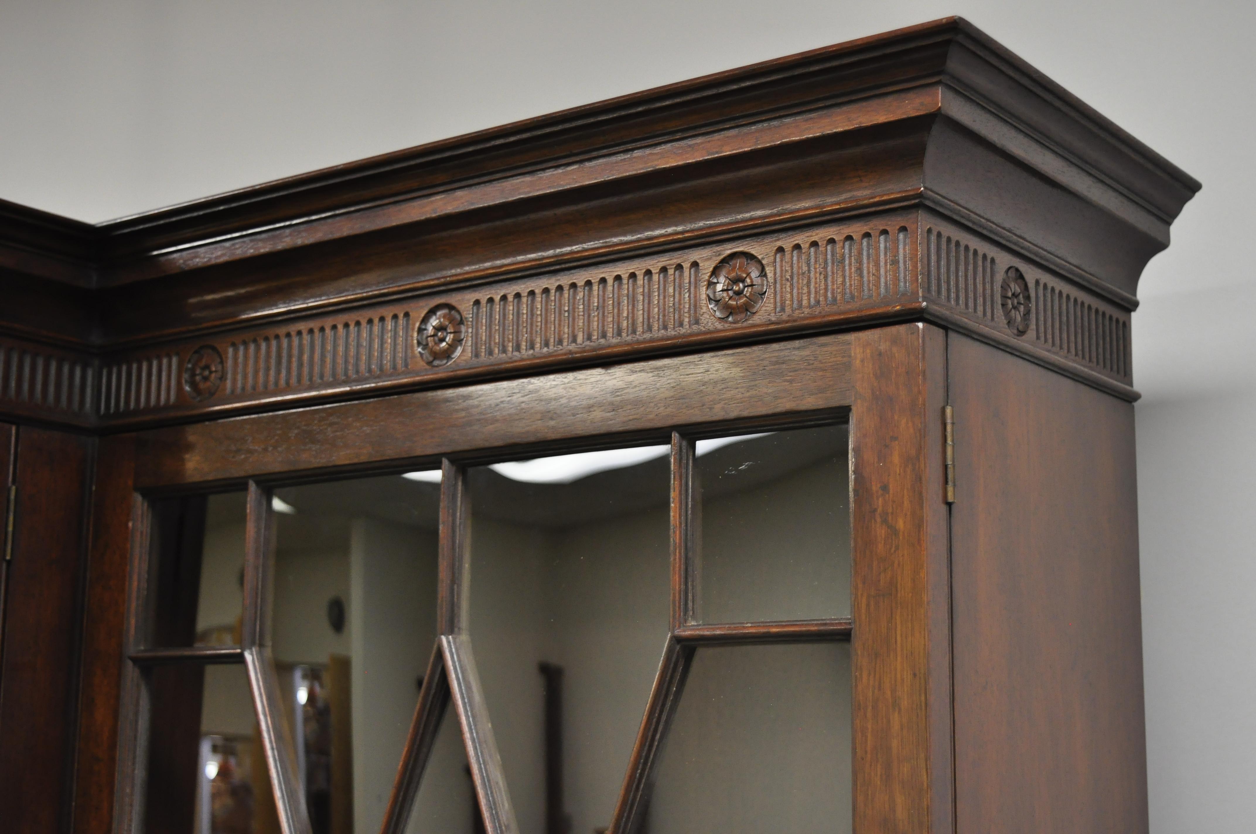 American Baker English Regency Style Mahogany Breakfront China Cabinet Bookcase Cupboard