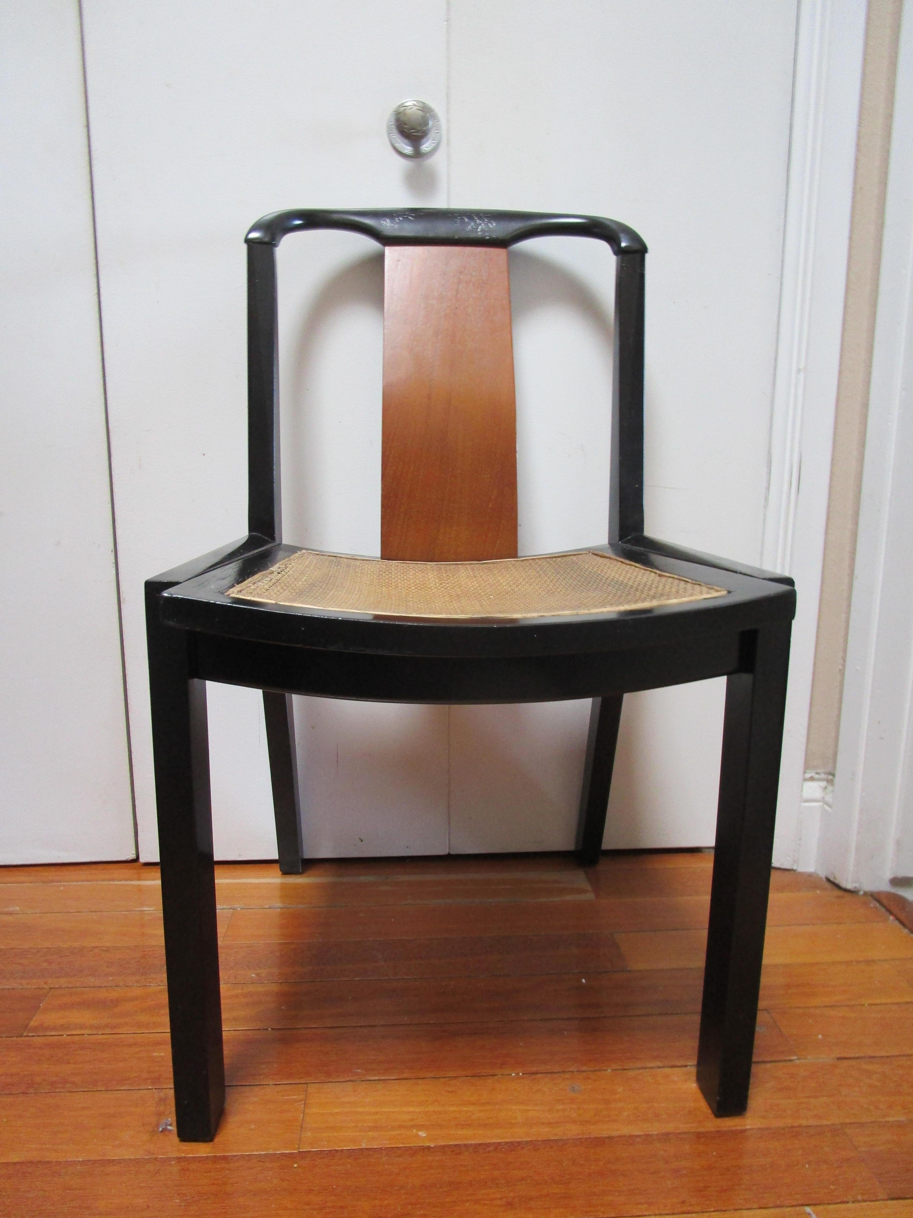 Baker Far East Collection Vintage Chair Ebonized Wood in Style of Michael Taylor For Sale 4