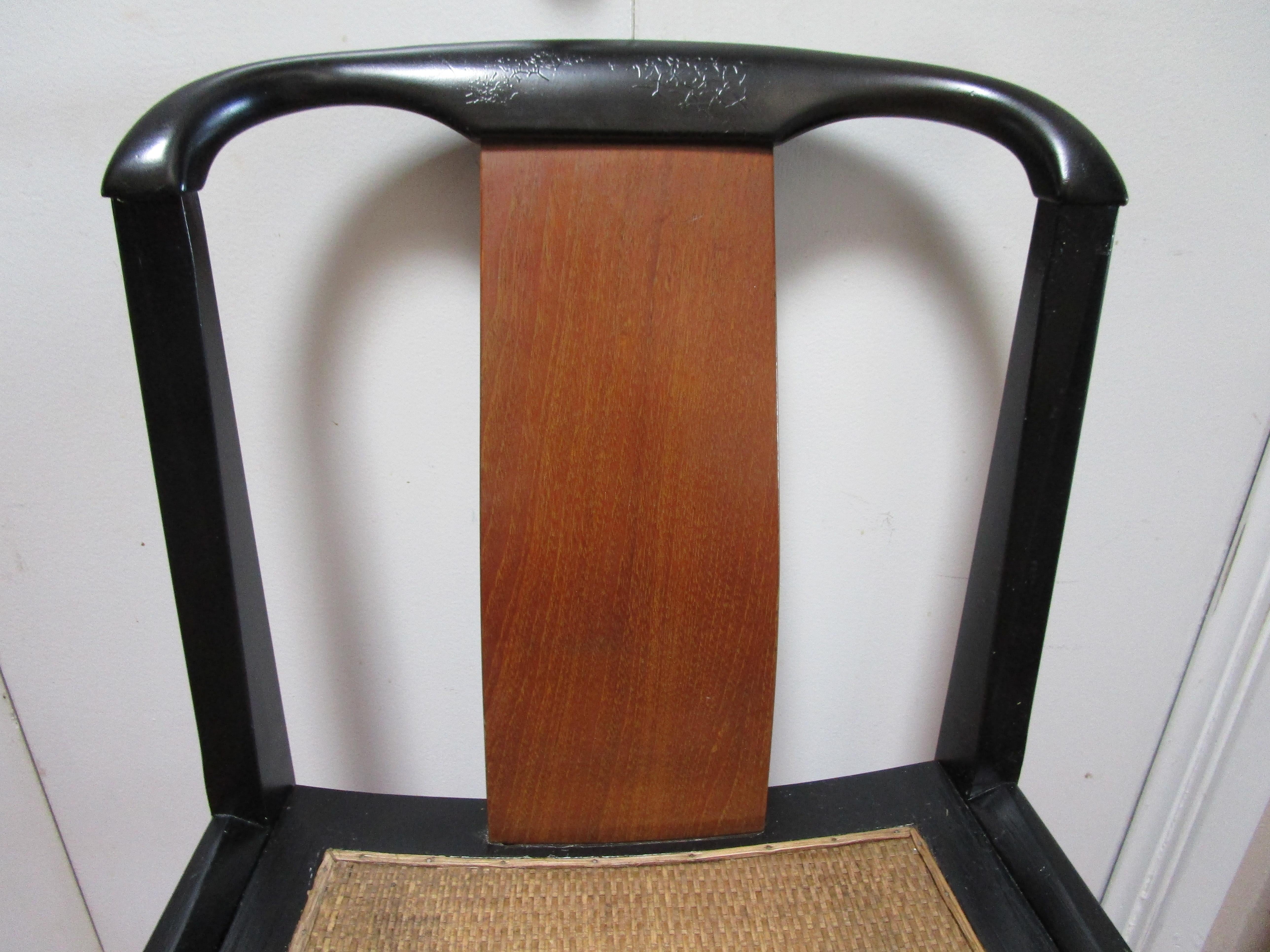 Mid-Century Modern Baker Far East Collection Vintage Chair Ebonized Wood in Style of Michael Taylor For Sale
